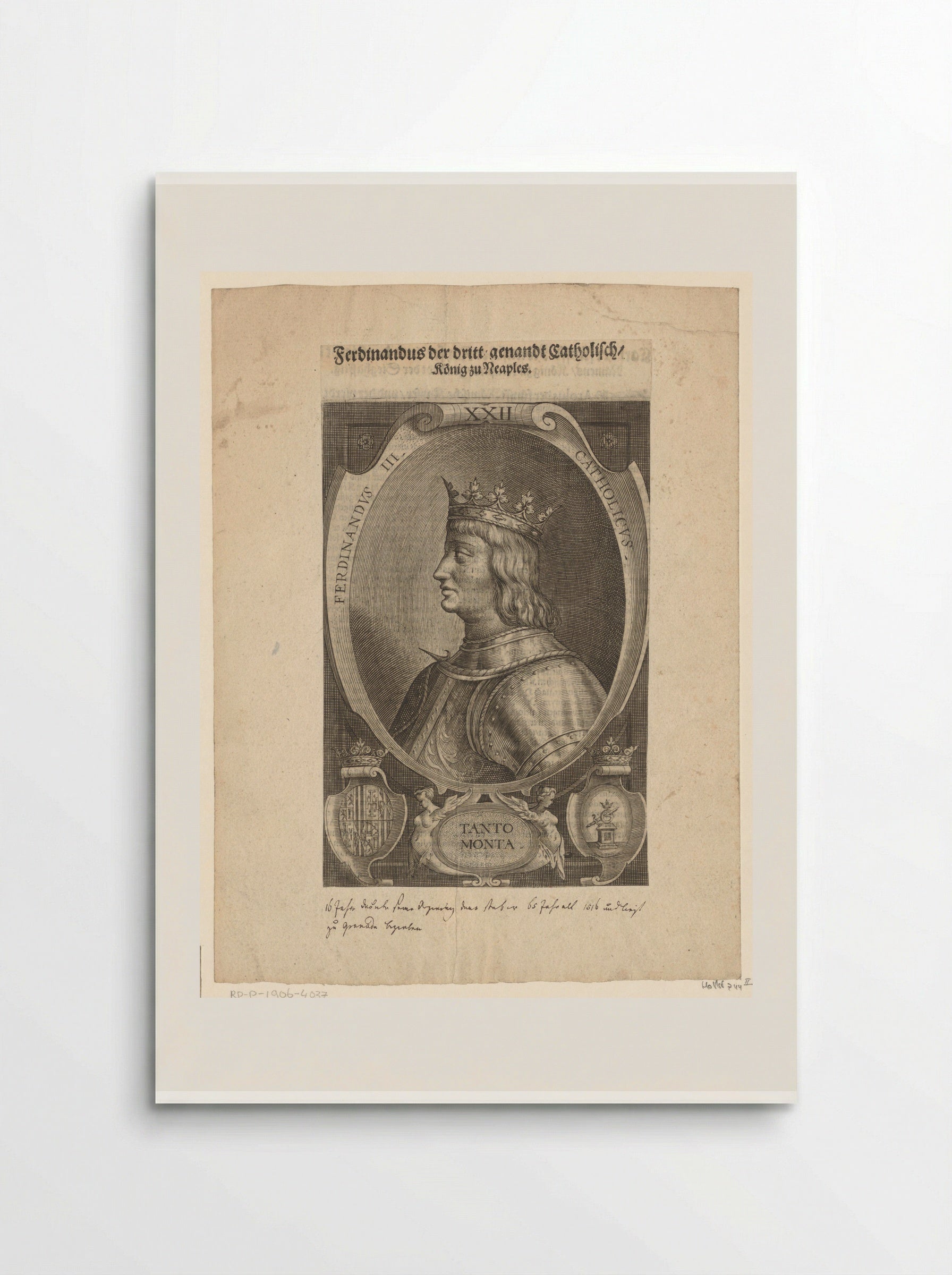 Portrait of Ferdinand II of Aragon, King of Naples - Lucas Kilian - Poster