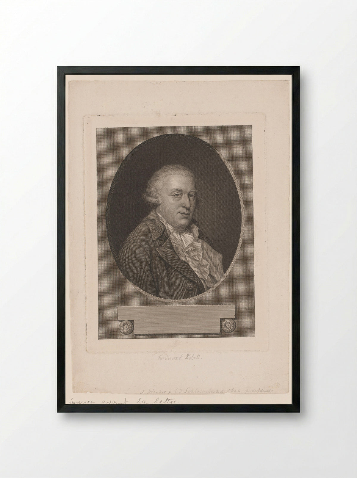 Portrait of Ferdinand Kobell - Christian Jakob Schlotterbeck - Framed Print Black