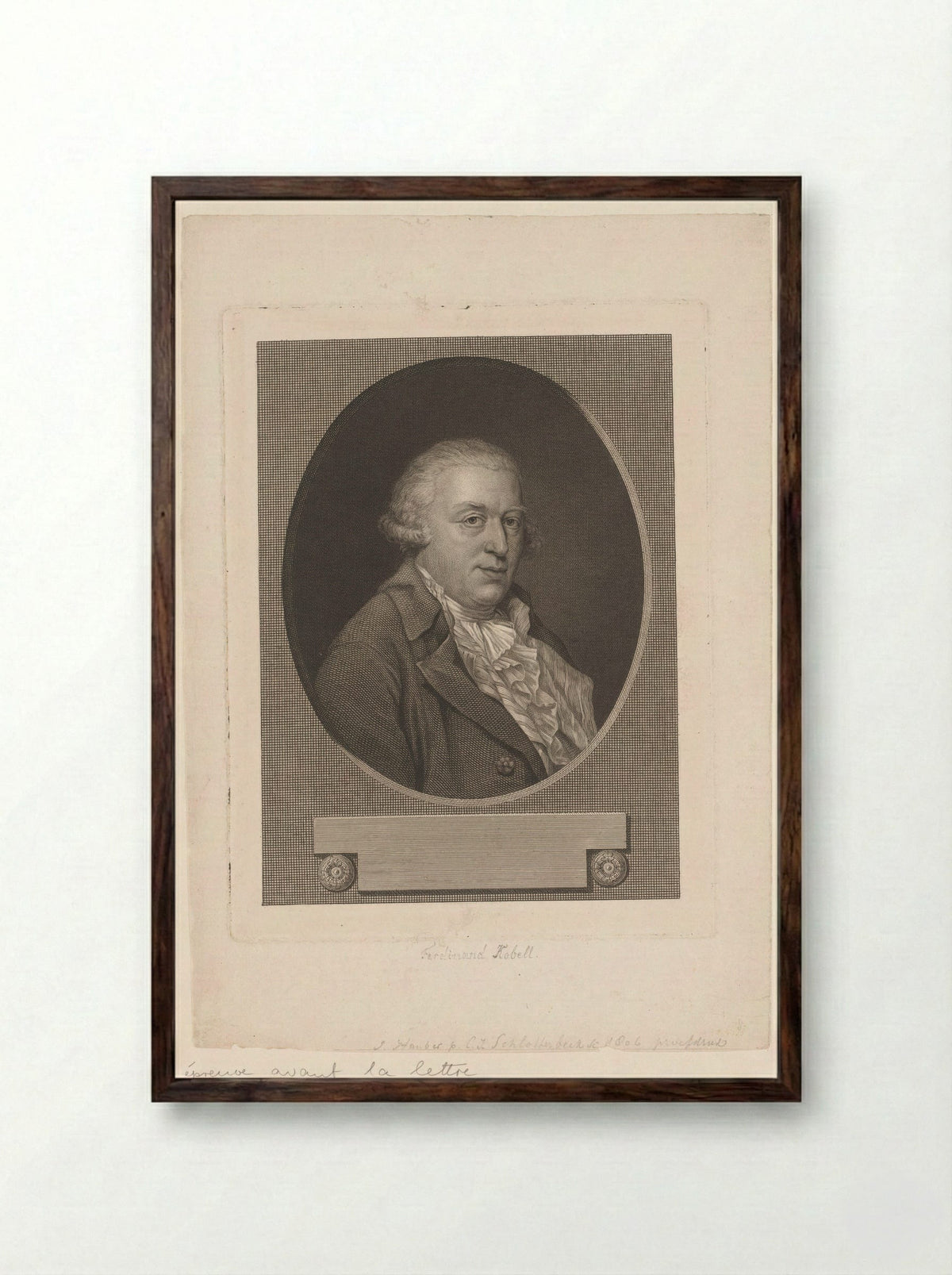 Portrait of Ferdinand Kobell - Christian Jakob Schlotterbeck - Framed Print Dark Wood
