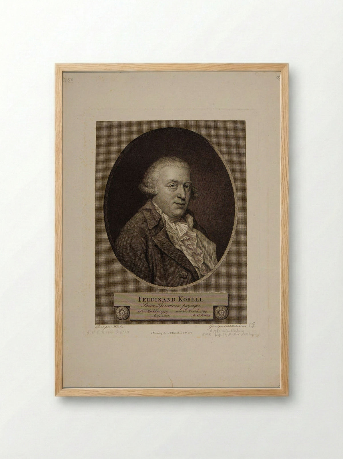 Portrait of Ferdinand Kobell - Christian Jakob Schlotterbeck - Framed Print Wood