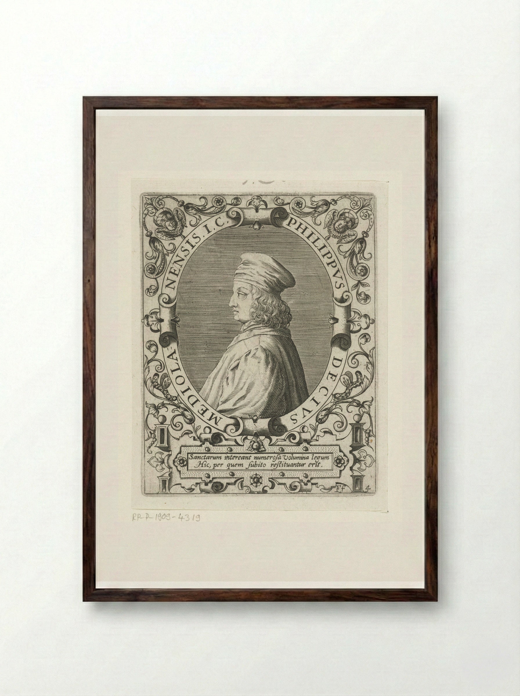 Portrait of Filippo Decio - Theodor de Bry - Framed Print Dark Wood