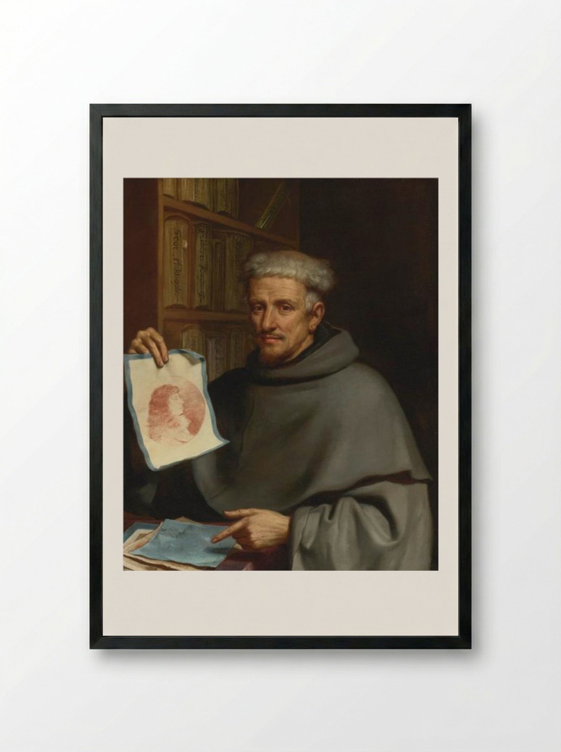 Portrait of Fra Bonaventura Bisi, Called 'Il Pittorino' - Guercino - Framed Print Black