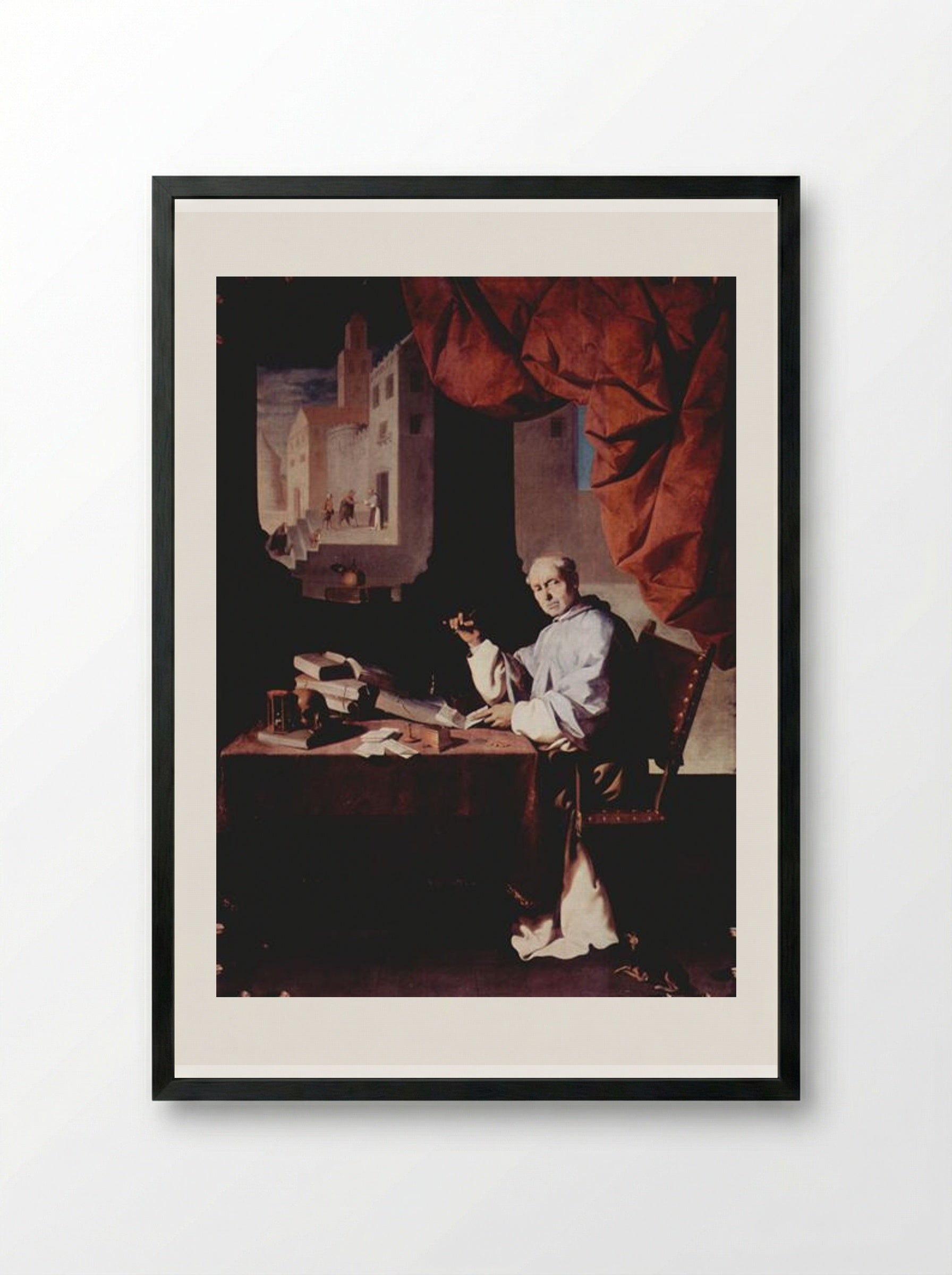 Portrait of Fra Gonzalo de Illescas - Francisco de Zurbarán - Framed Print Black
