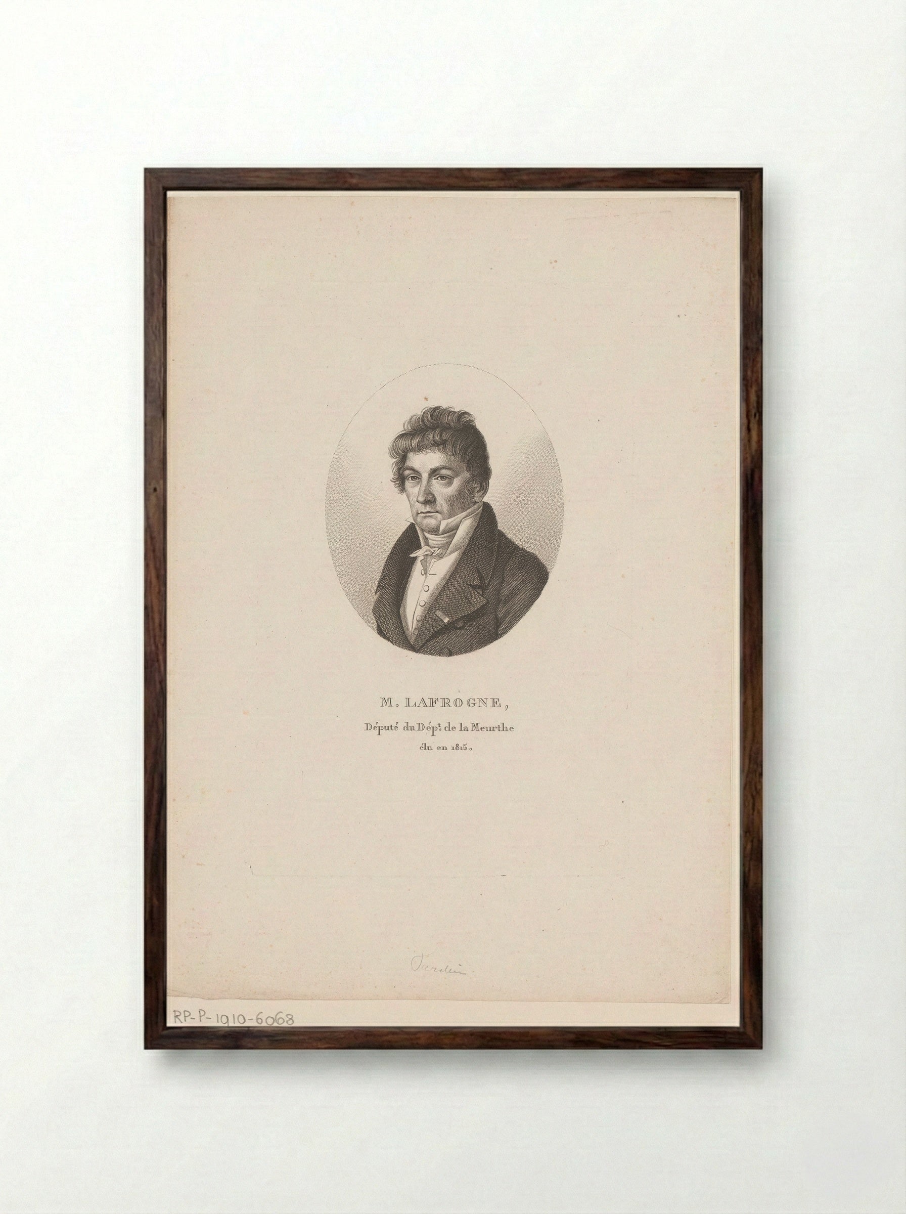 Portrait of François Balthazar Lafrogne - Ambroise Tardieu - Framed Print Dark Wood