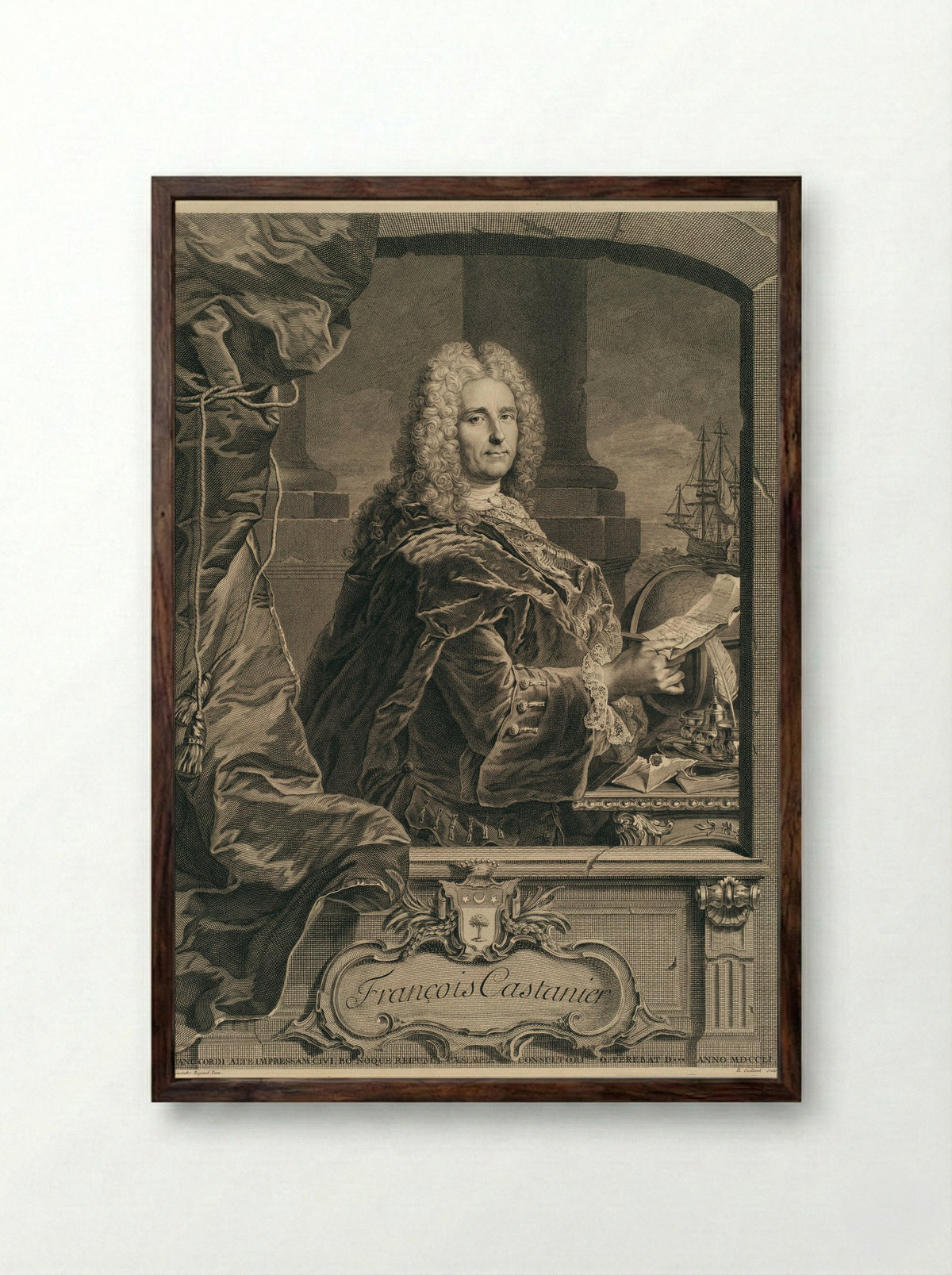 Portrait of François Castanier - René Gaillard - Framed Print Dark Wood