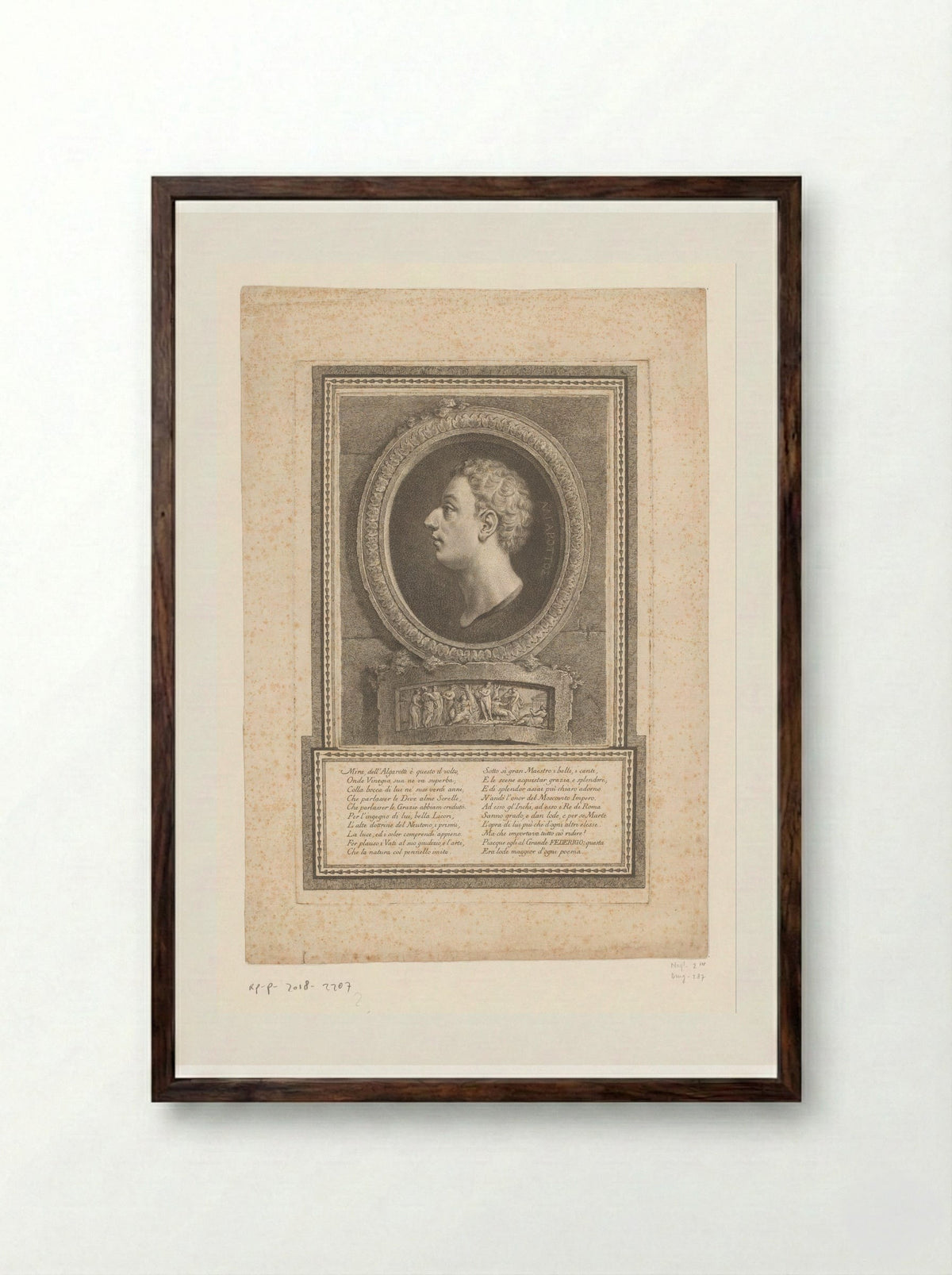 Portrait of Francesco Algarotti - Georg Friedrich Schmidt - Framed Print Dark Wood
