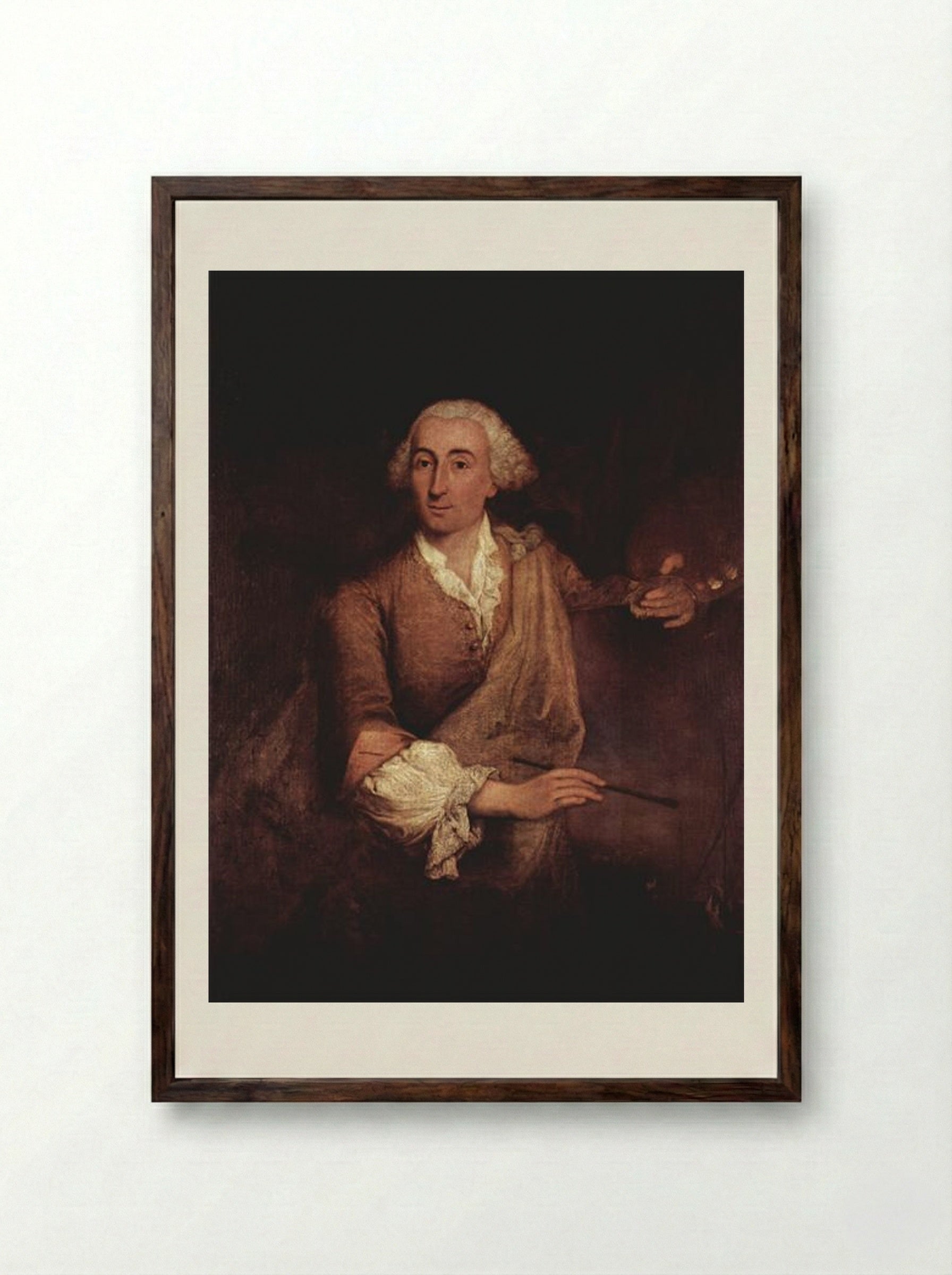 Portrait of Francesco Guardi - Pietro Longhi - Framed Print Dark Wood