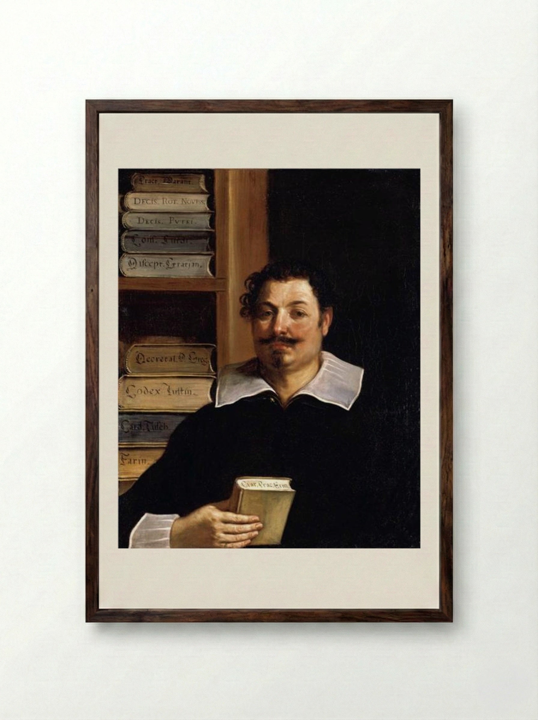 Portrait of Francesco Righetti - Guercino - Framed Print Dark Wood