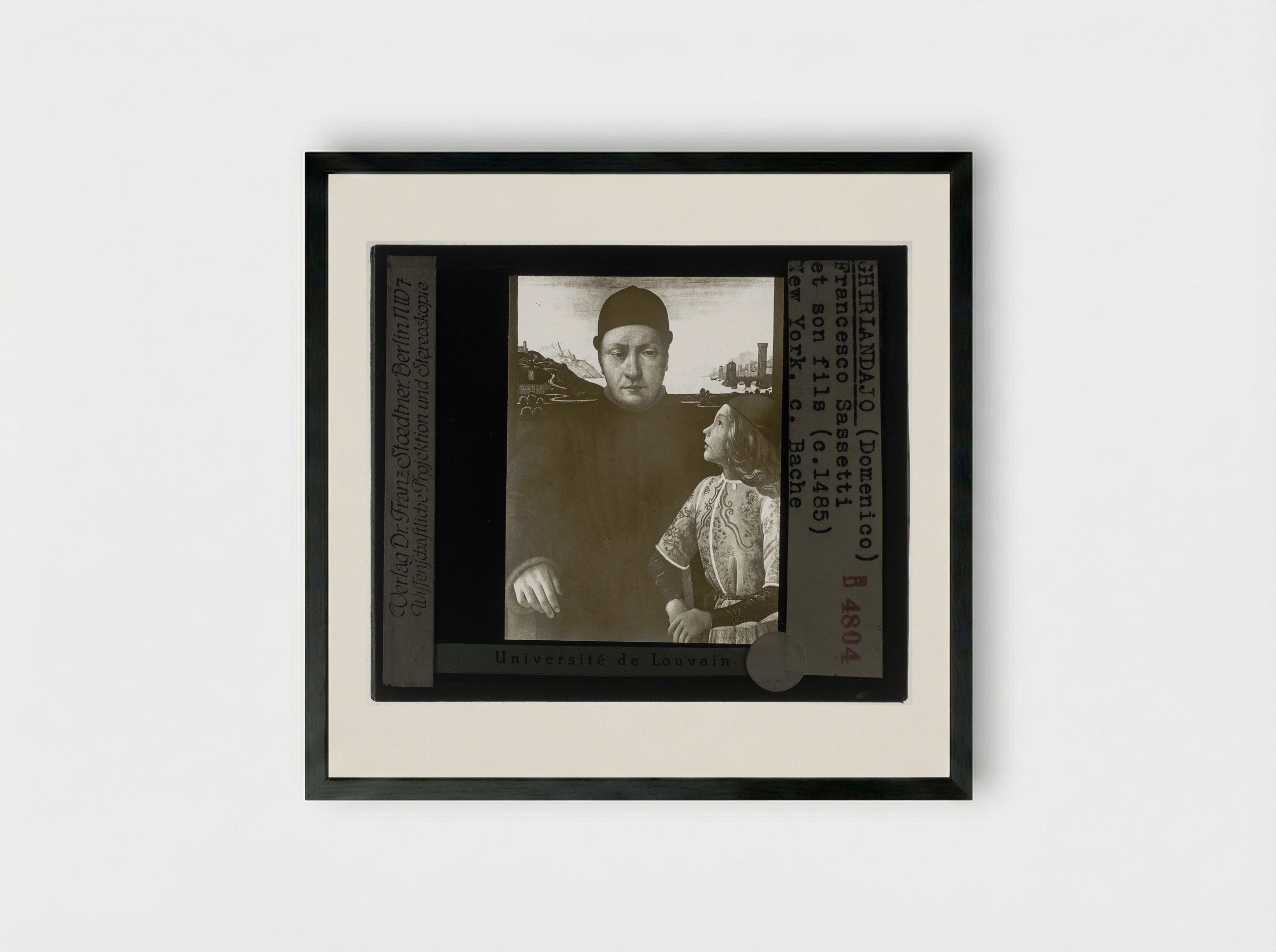Portrait of Francesco Sassetti and his Son Teodoro - Domenico Ghirlandaio - Framed Print Black