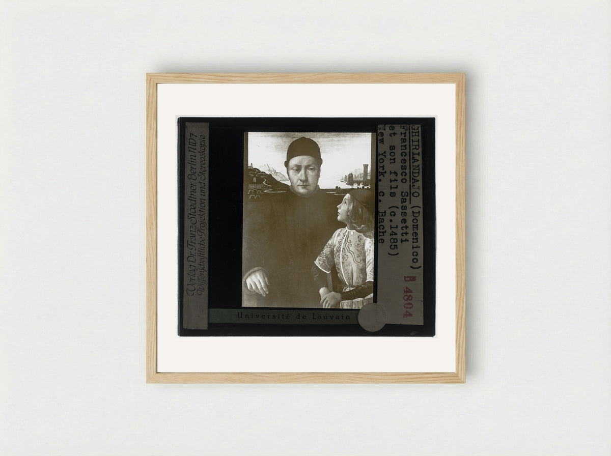 Portrait of Francesco Sassetti and his Son Teodoro - Domenico Ghirlandaio - Framed Print Wood