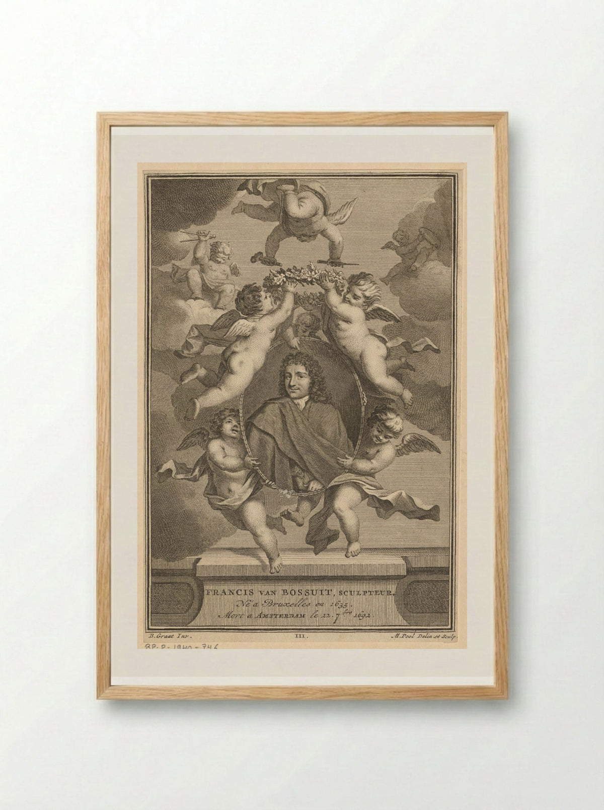 Portrait of Francis van Bossuit Surrounded by Angels - Matthijs Pool - Framed Print Wood