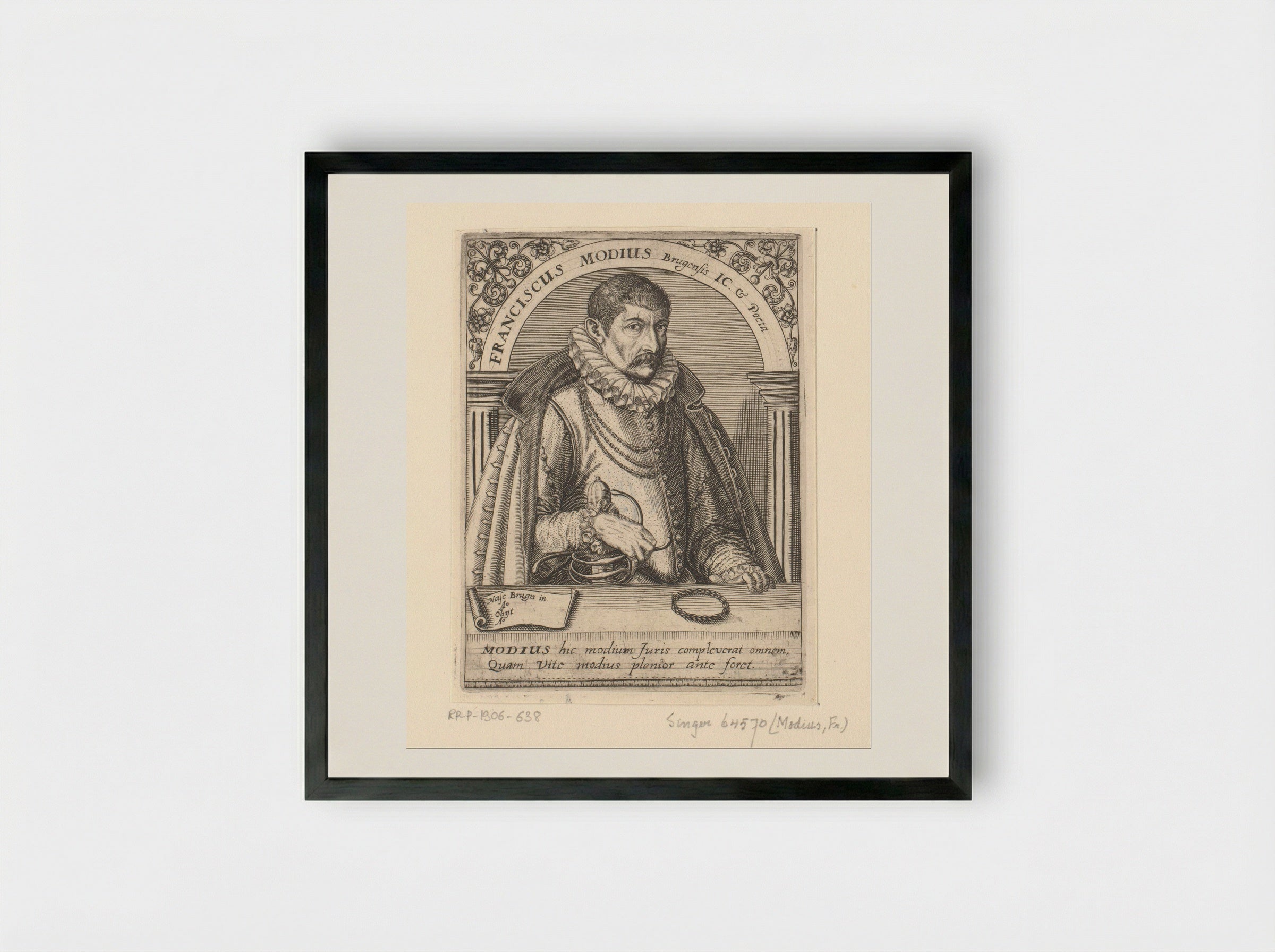 Portrait of Franciscus Modius - Theodor de Bry - Framed Print Black