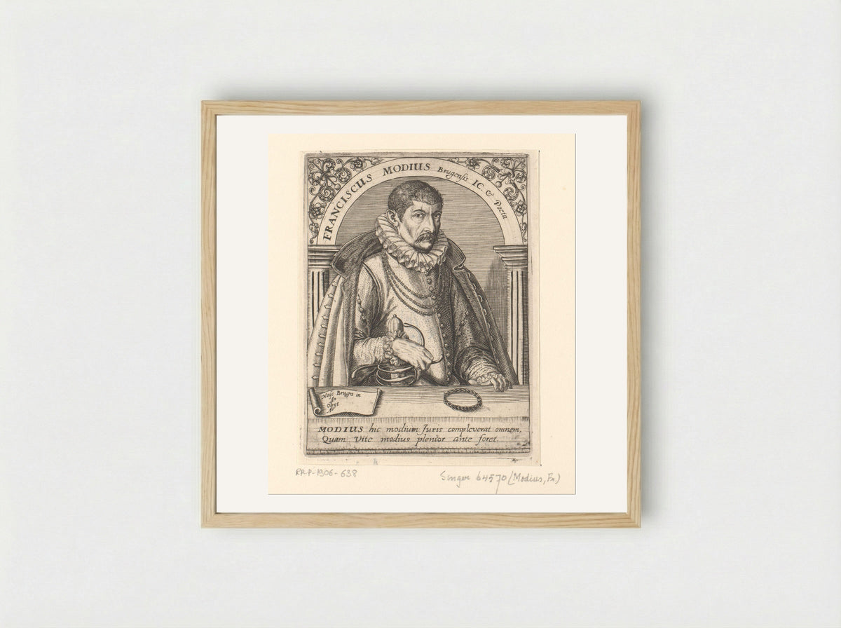 Portrait of Franciscus Modius - Theodor de Bry - Framed Print Wood