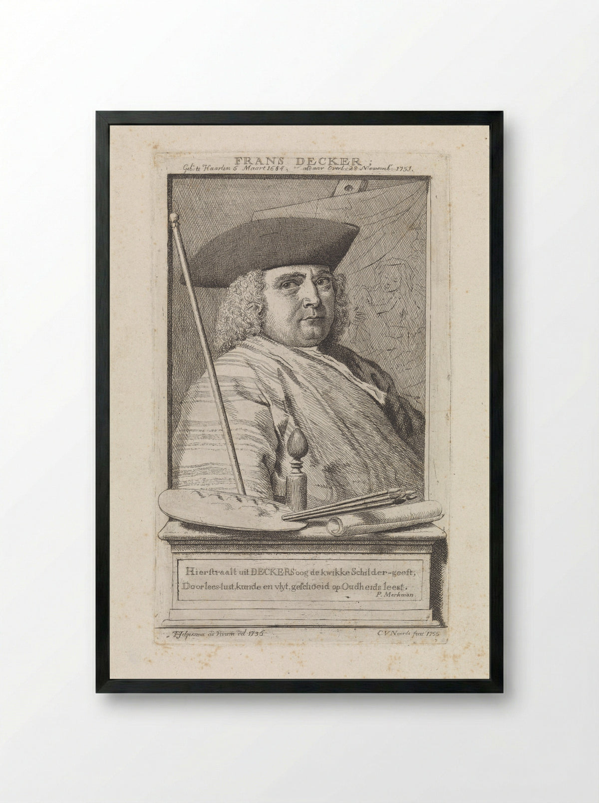 Portrait of Frans Decker - Catharina van Noorde - Framed Print Black