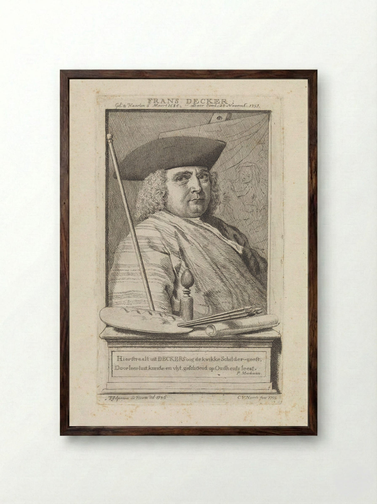 Portrait of Frans Decker - Catharina van Noorde - Framed Print Dark Wood