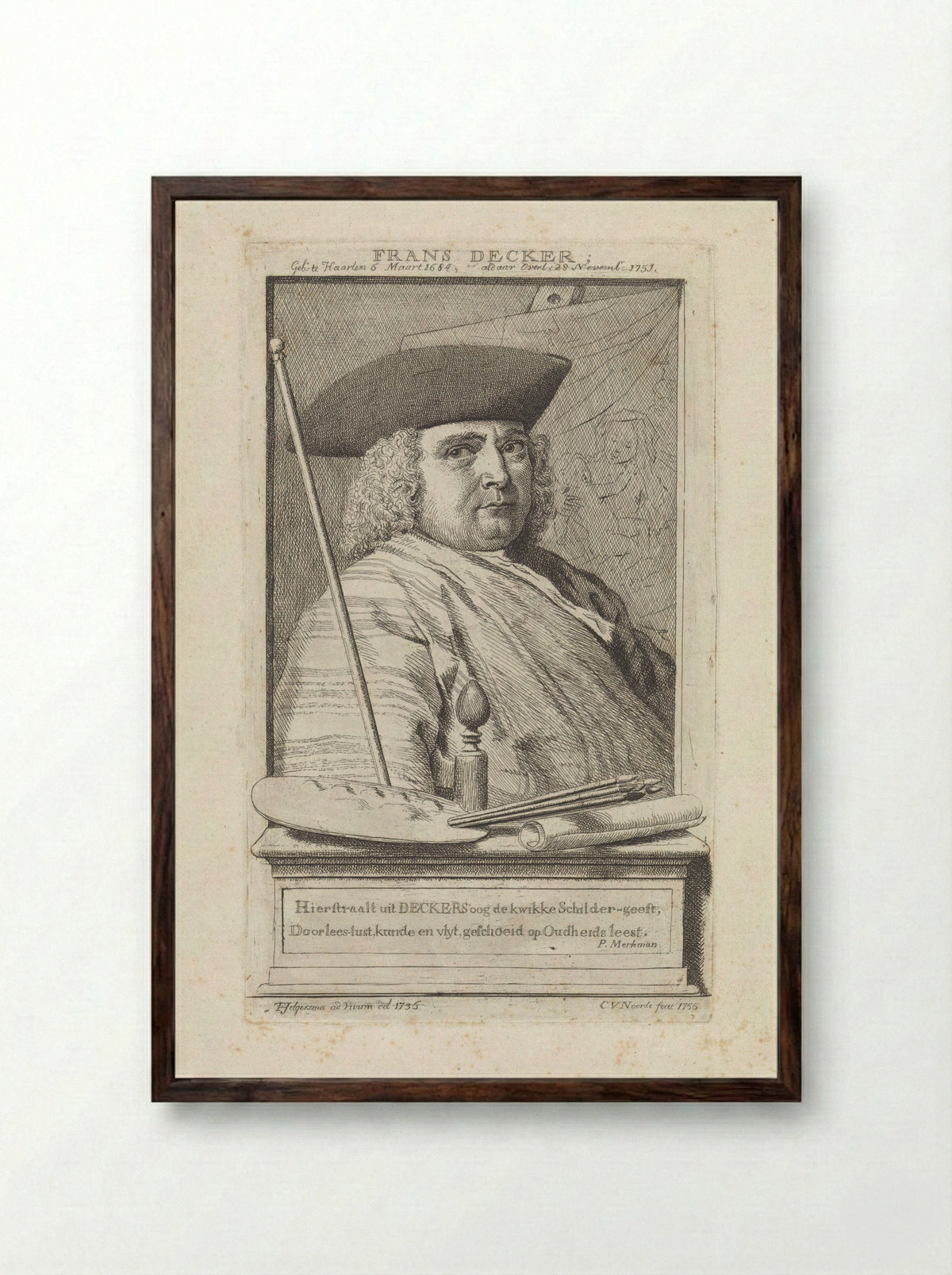 Portrait of Frans Decker - Catharina van Noorde - Framed Print Dark Wood