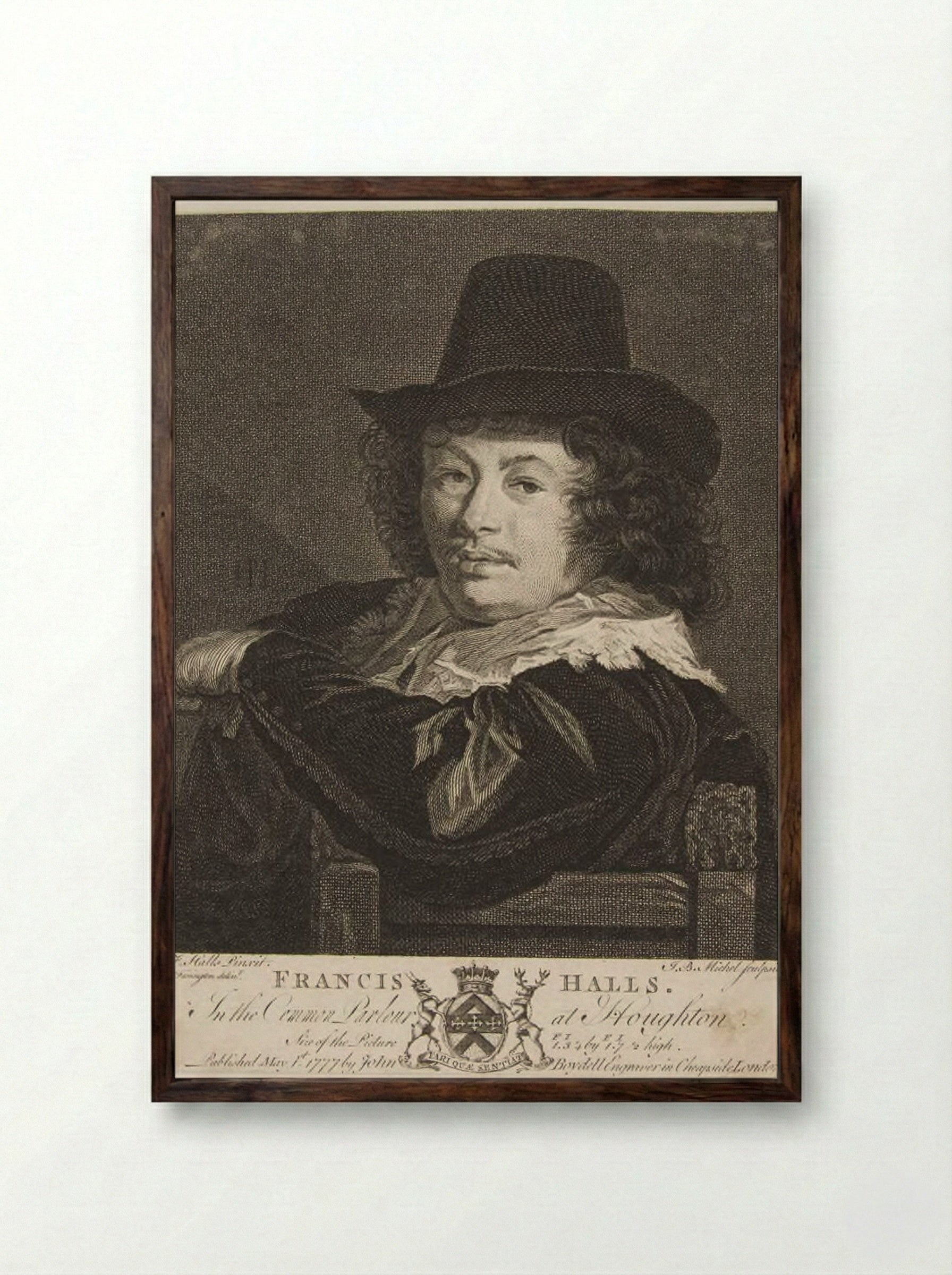 Portrait of Frans Hals - Jean Baptiste Michel - Framed Print Dark Wood