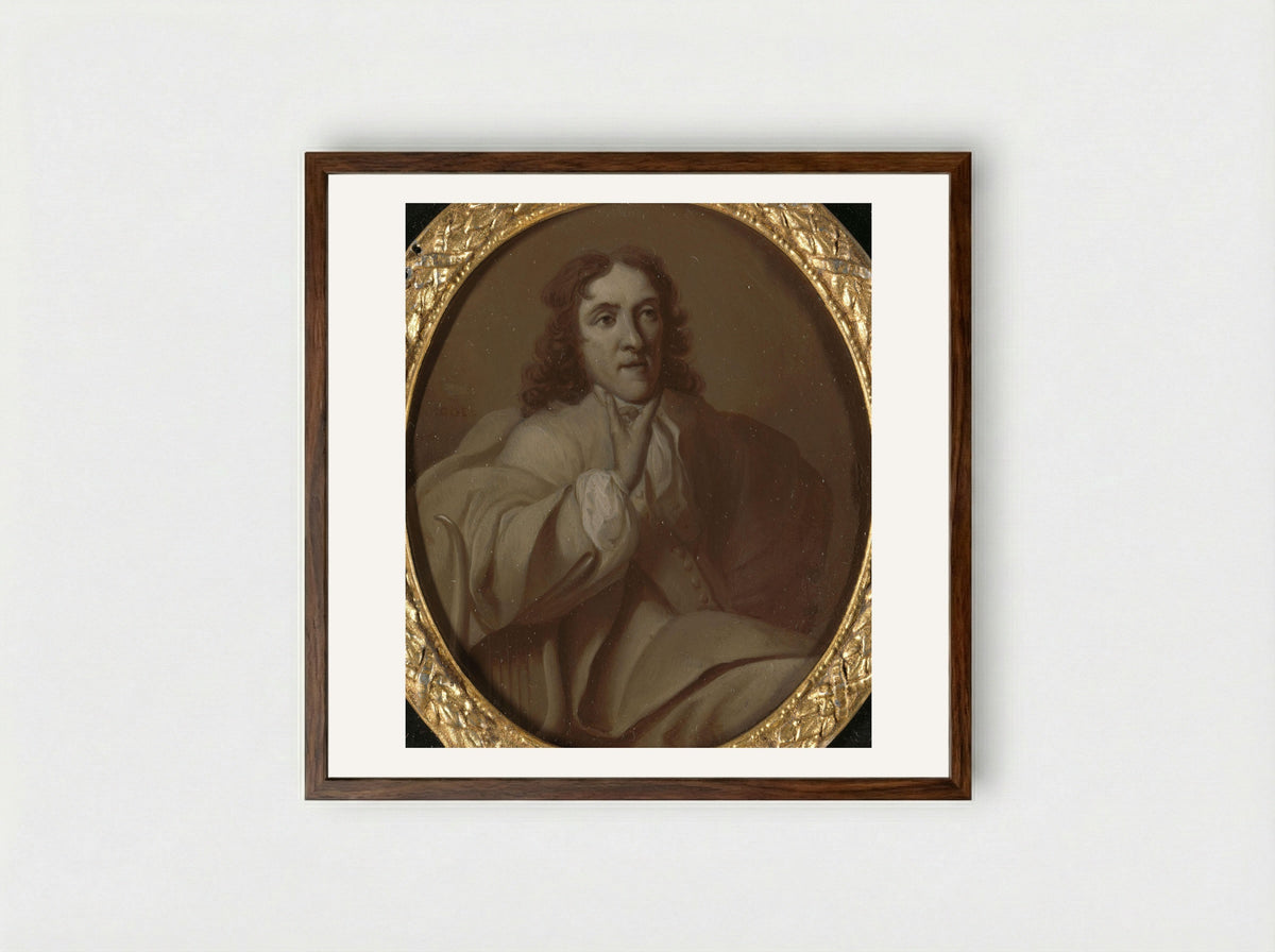 Portrait of Frans de Haes - Dionys van Nijmegen - Framed Print Dark Wood