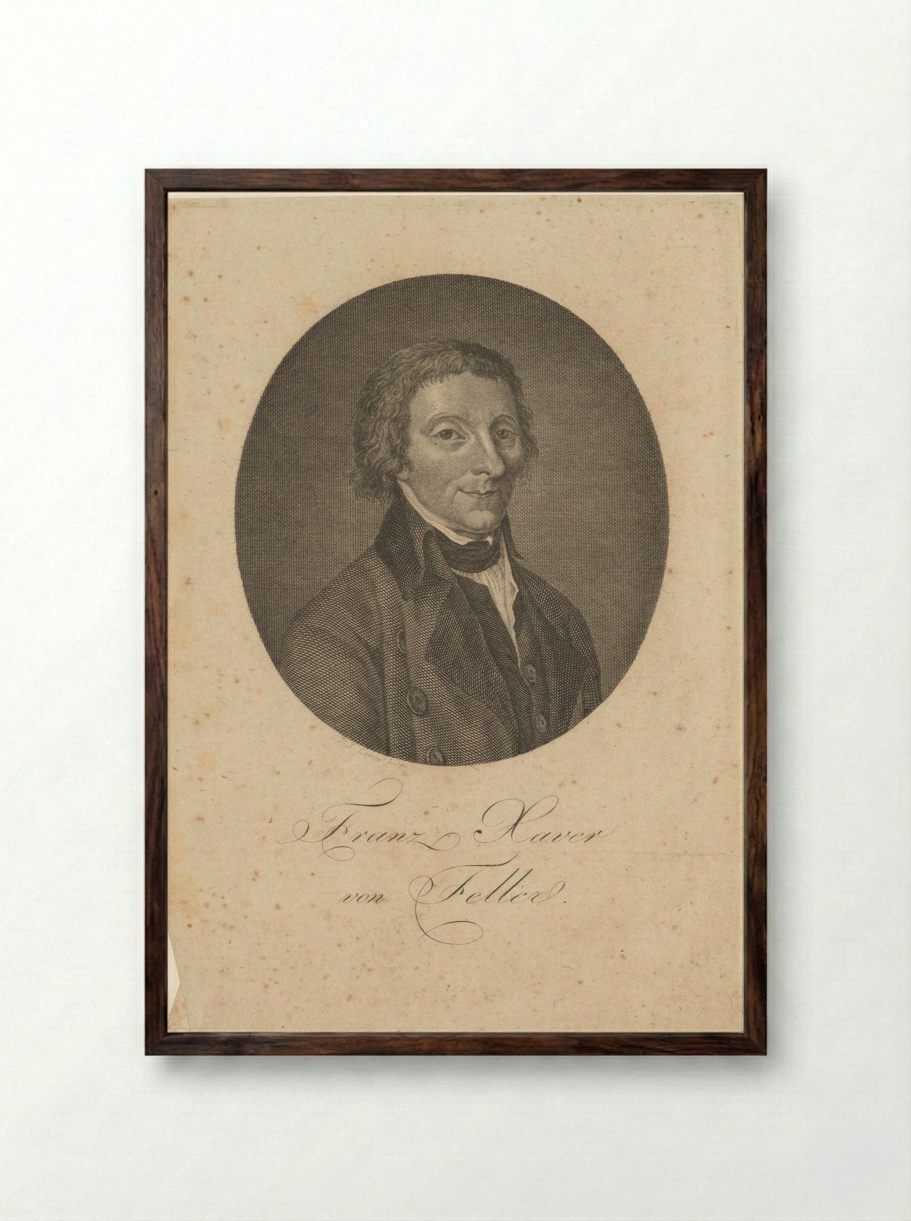 Portrait of Franz Xaver von Feller - Paul Jacob Laminit - Framed Print Dark Wood