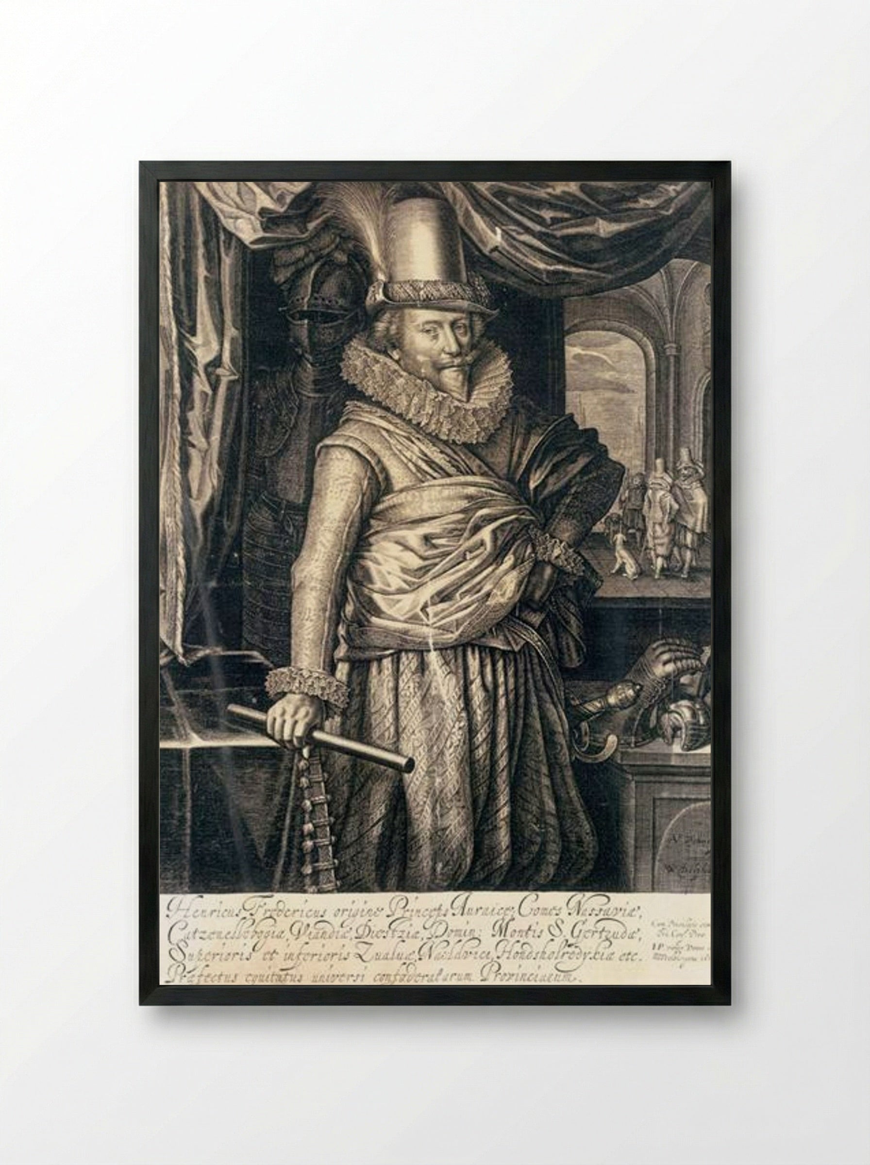 Portrait of Frederick Hendrick, Prince of Orange Nassau - Adriaen van de Venne - Framed Print Black