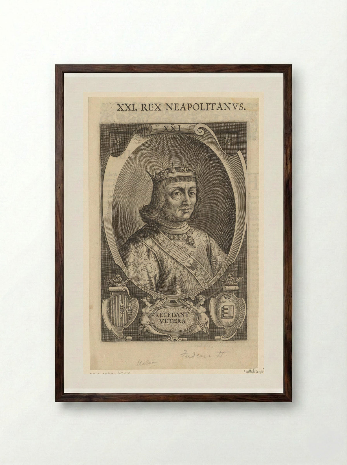 Portrait of Frederick IV, King of Naples - Lucas Kilian - Framed Print Dark Wood