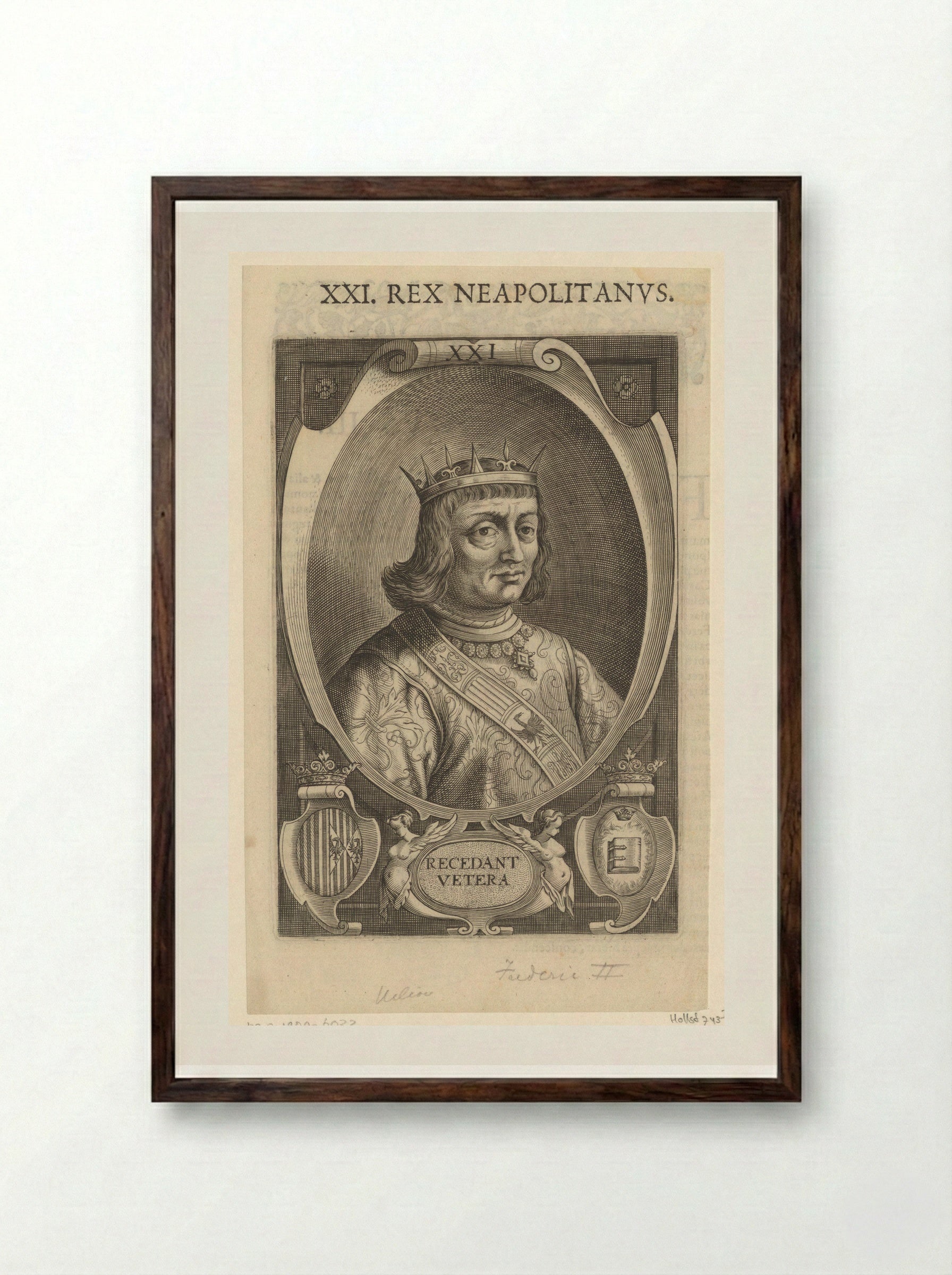 Portrait of Frederick IV, King of Naples - Lucas Kilian - Framed Print Dark Wood