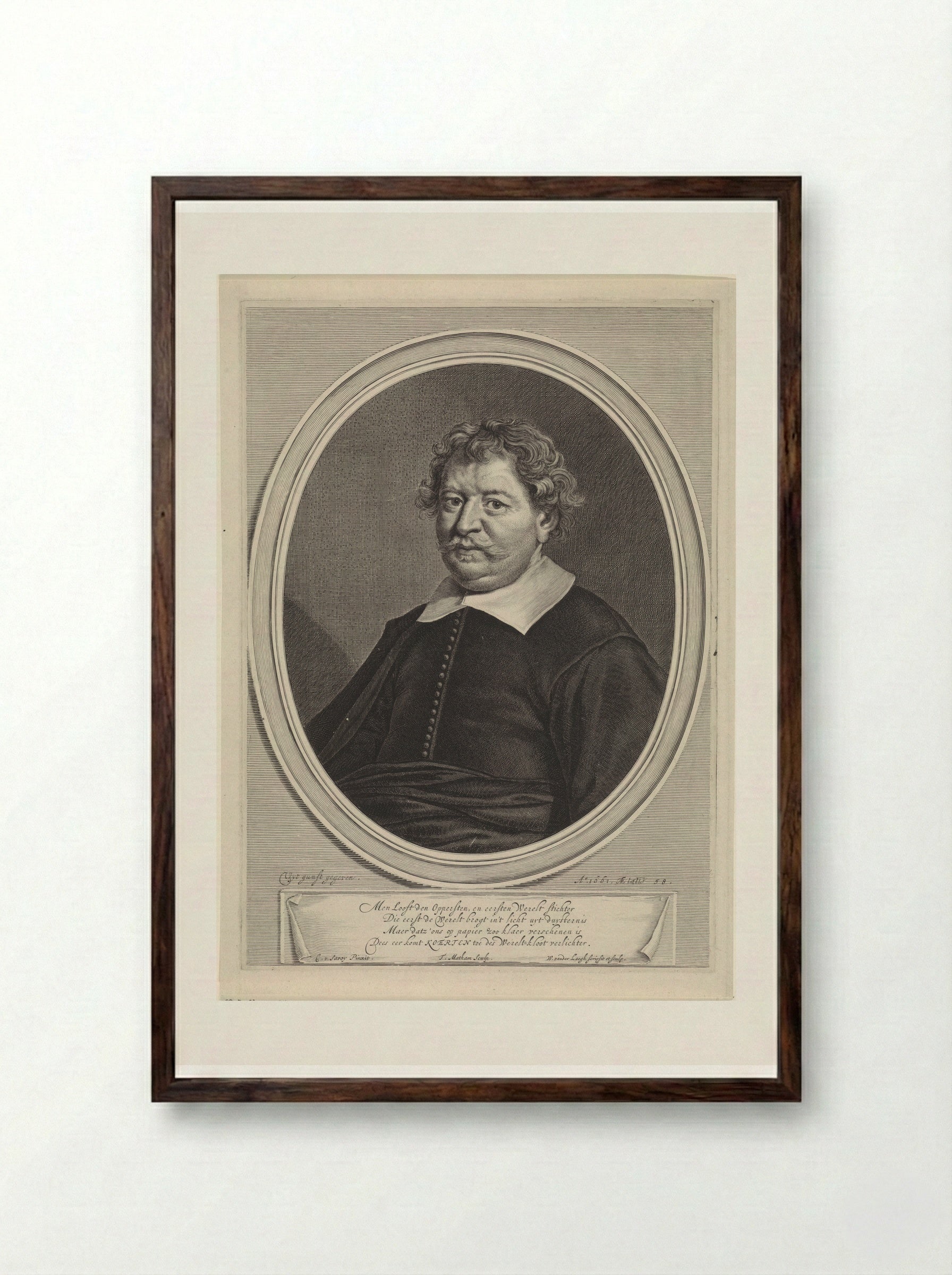 Portrait of Frederick William, Elector of Brandenburg - Theodor Matham - Framed Print Dark Wood