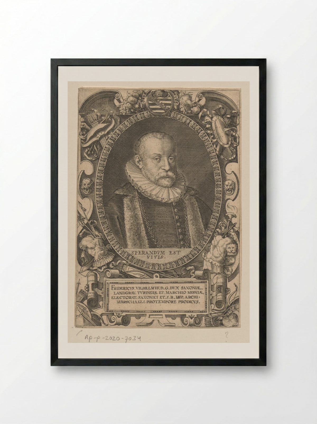 Portrait of Frederick William I, Duke of Saxe-Weimar - Dominicus Custos - Framed Print Black
