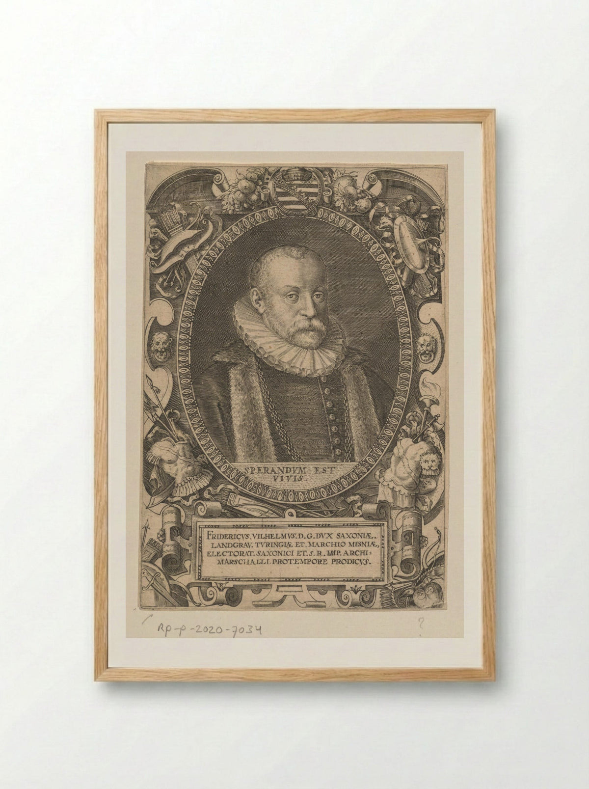 Portrait of Frederick William I, Duke of Saxe-Weimar - Dominicus Custos - Framed Print Wood