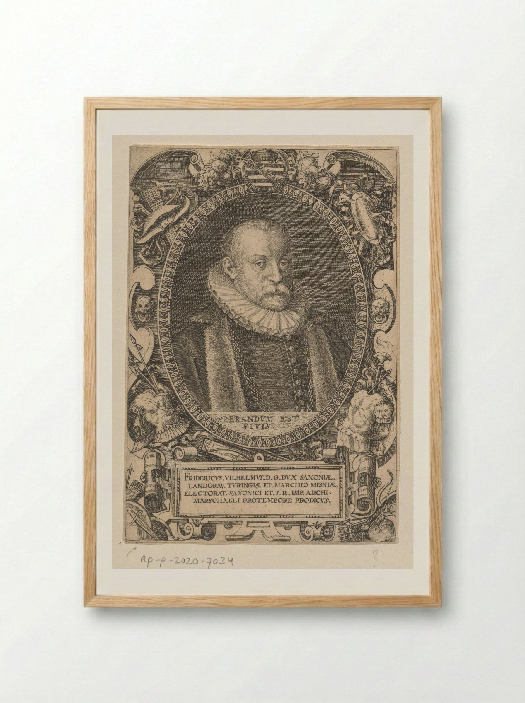 Portrait of Frederick William I, Duke of Saxe-Weimar - Dominicus Custos - Framed Print Wood