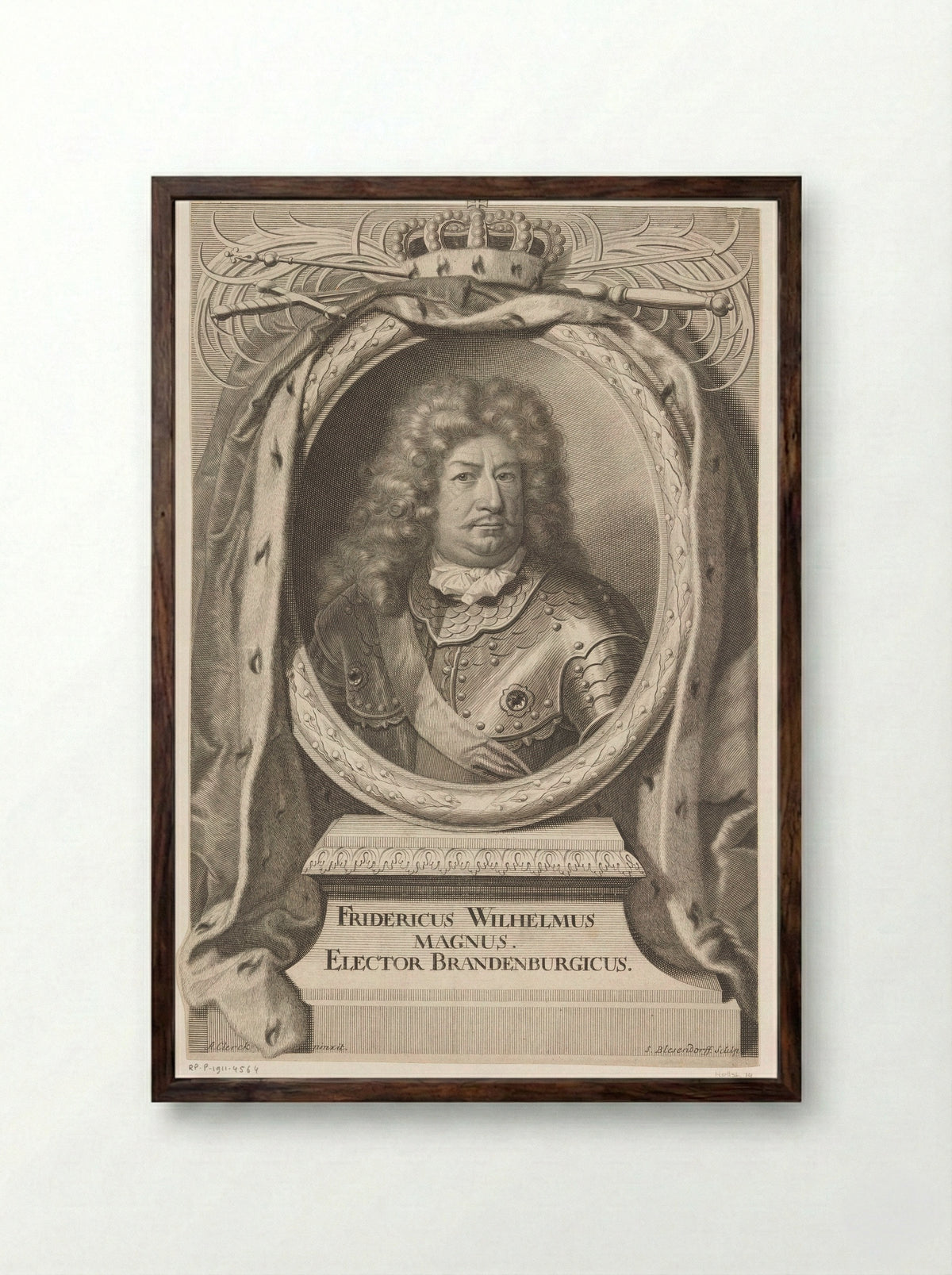 Portrait of Frederick William I, Elector of Brandenburg - Samuel Blesendorf - Framed Print Dark Wood