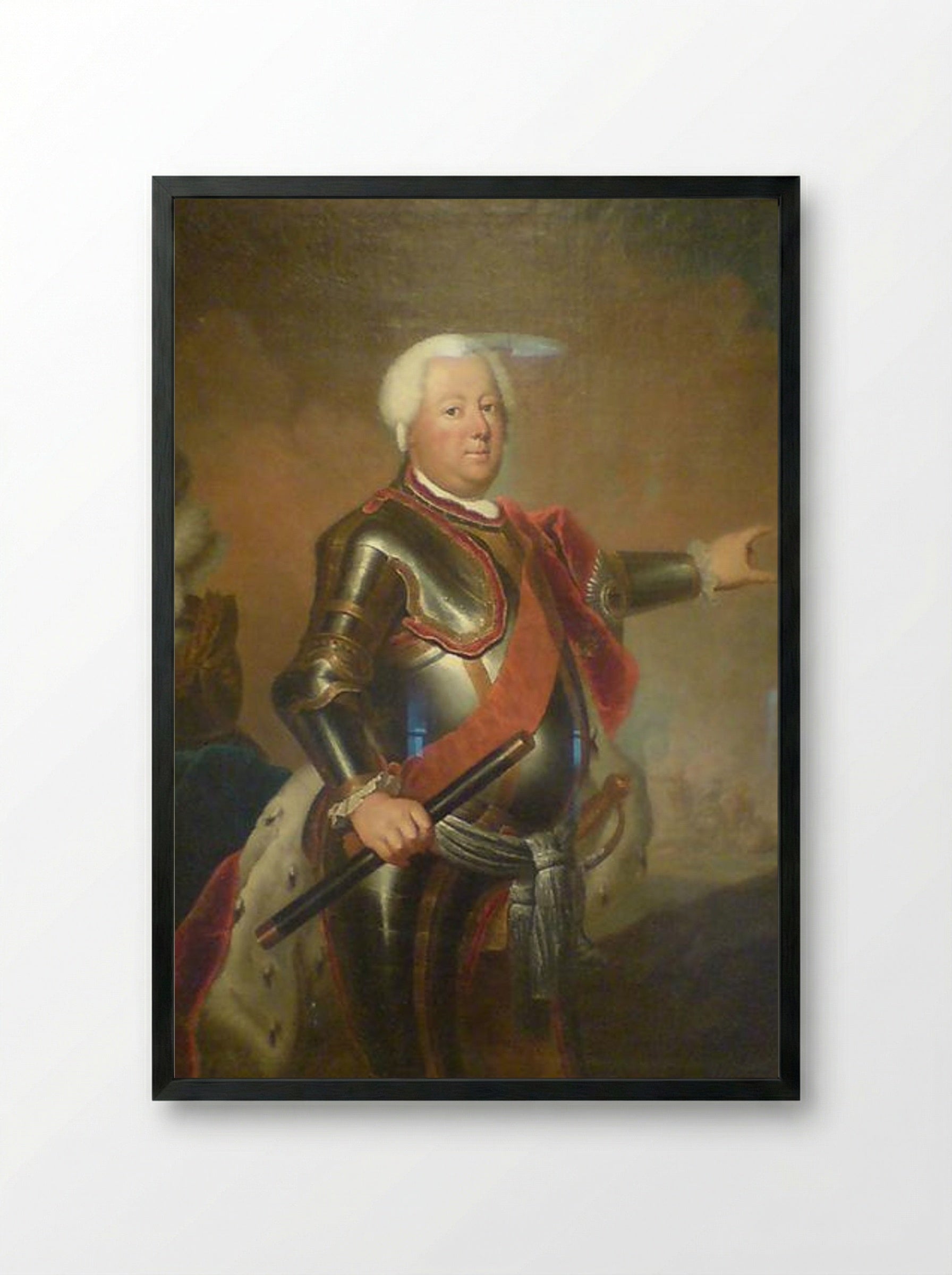 Portrait of Frederick William I of Prussia - Antoine Pesne - Framed Print Black