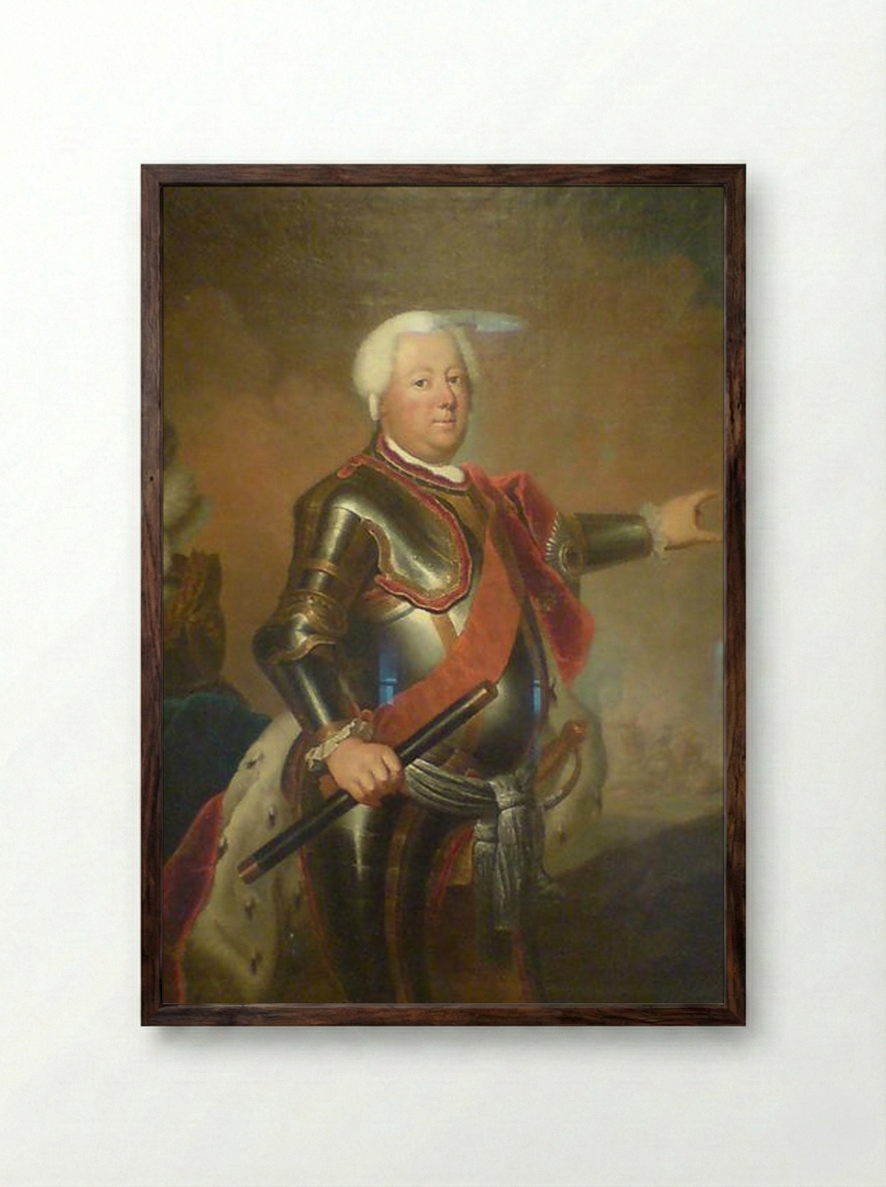 Portrait of Frederick William I of Prussia - Antoine Pesne - Framed Print Dark Wood