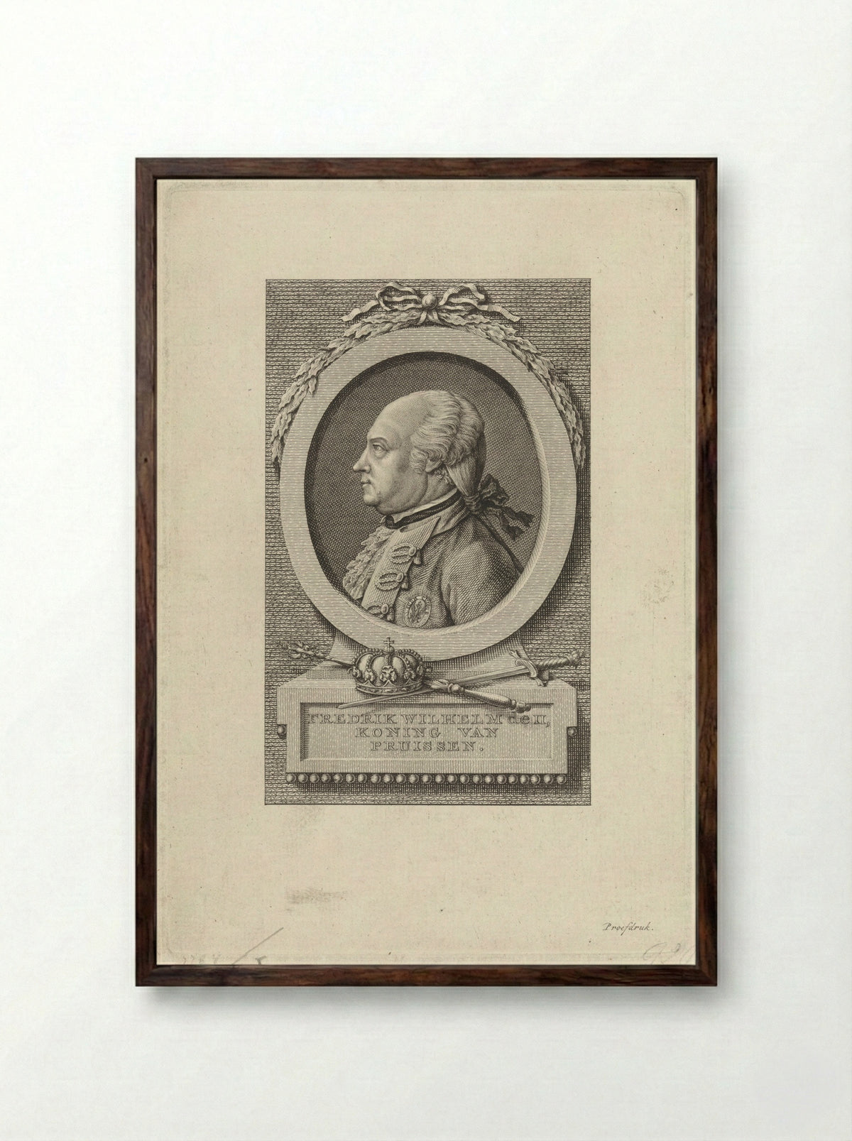 Portrait of Frederick William II, King of Prussia - Theodoor Koning - Framed Print Dark Wood