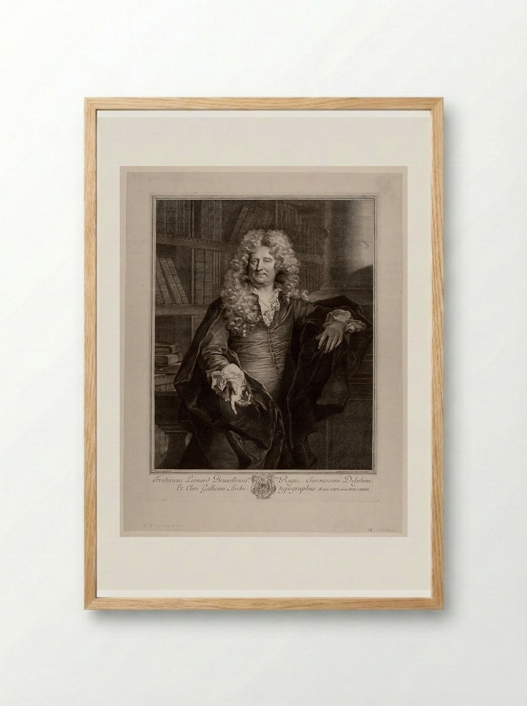 Portrait of Fredericus Leonard - Gérard Edelinck - Framed Print Wood