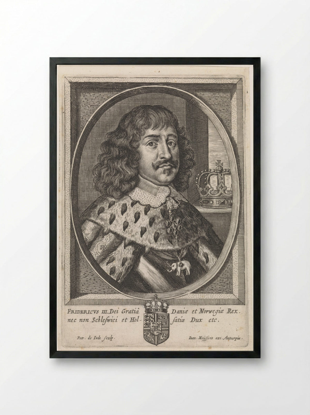 Portrait of Frederik III - Pieter de Jode II - Framed Print Black