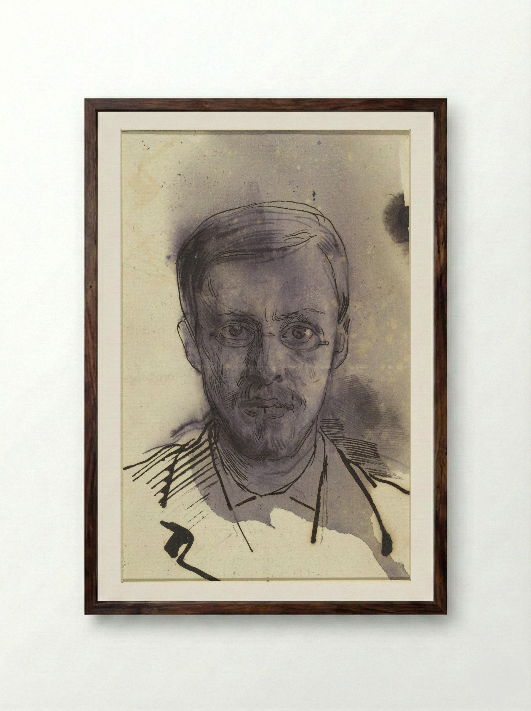Portrait of Frederik van Eeden - Jan Veth - Framed Print Dark Wood