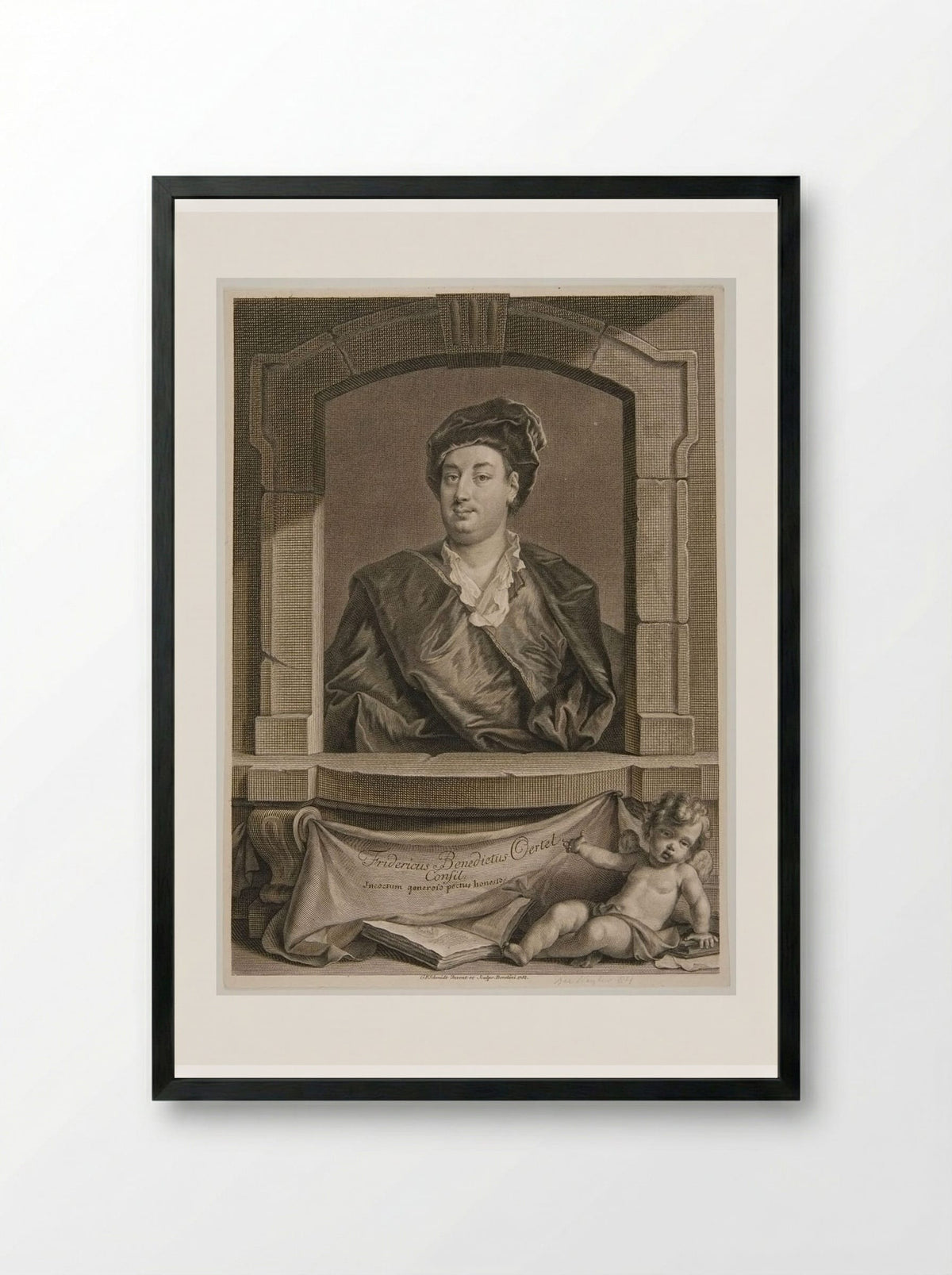 Portrait of Fridericus Benedictus Oertel - Georg Friedrich Schmidt - Framed Print Black