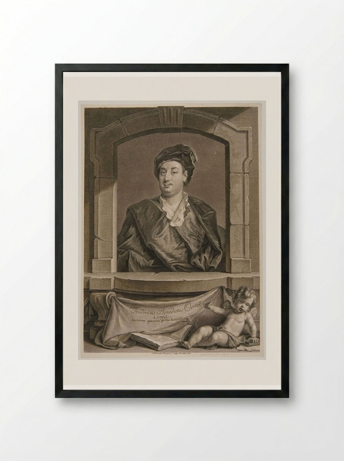 Portrait of Fridericus Benedictus Oertel - Georg Friedrich Schmidt - Framed Print Black