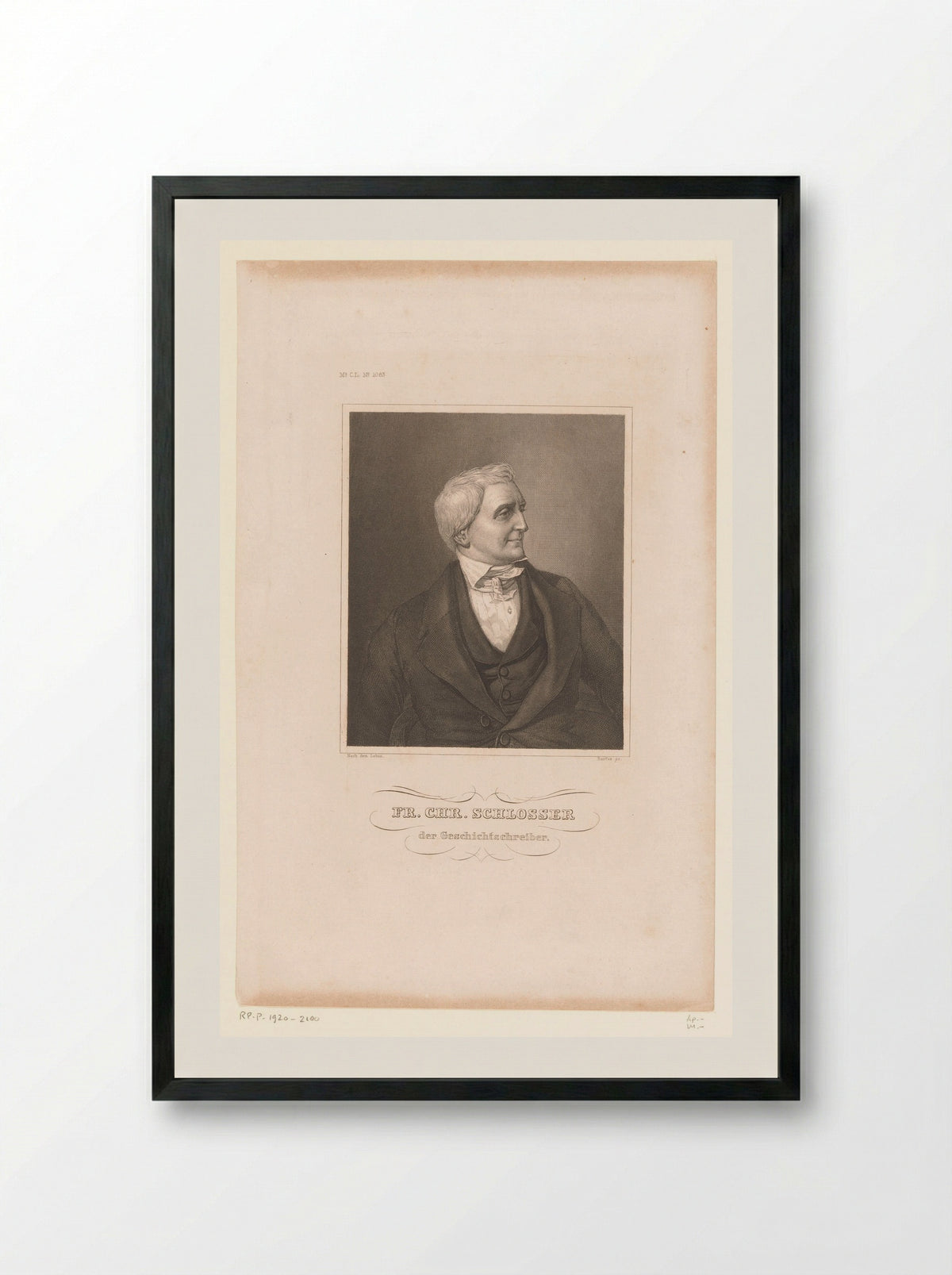 Portrait of Friedrich Christoph Schlosser - Paul Barfus - Framed Print Black