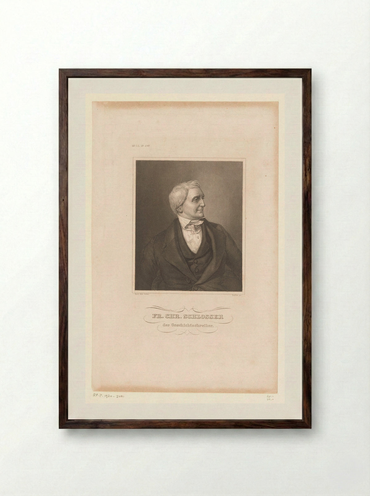 Portrait of Friedrich Christoph Schlosser - Paul Barfus - Framed Print Dark Wood