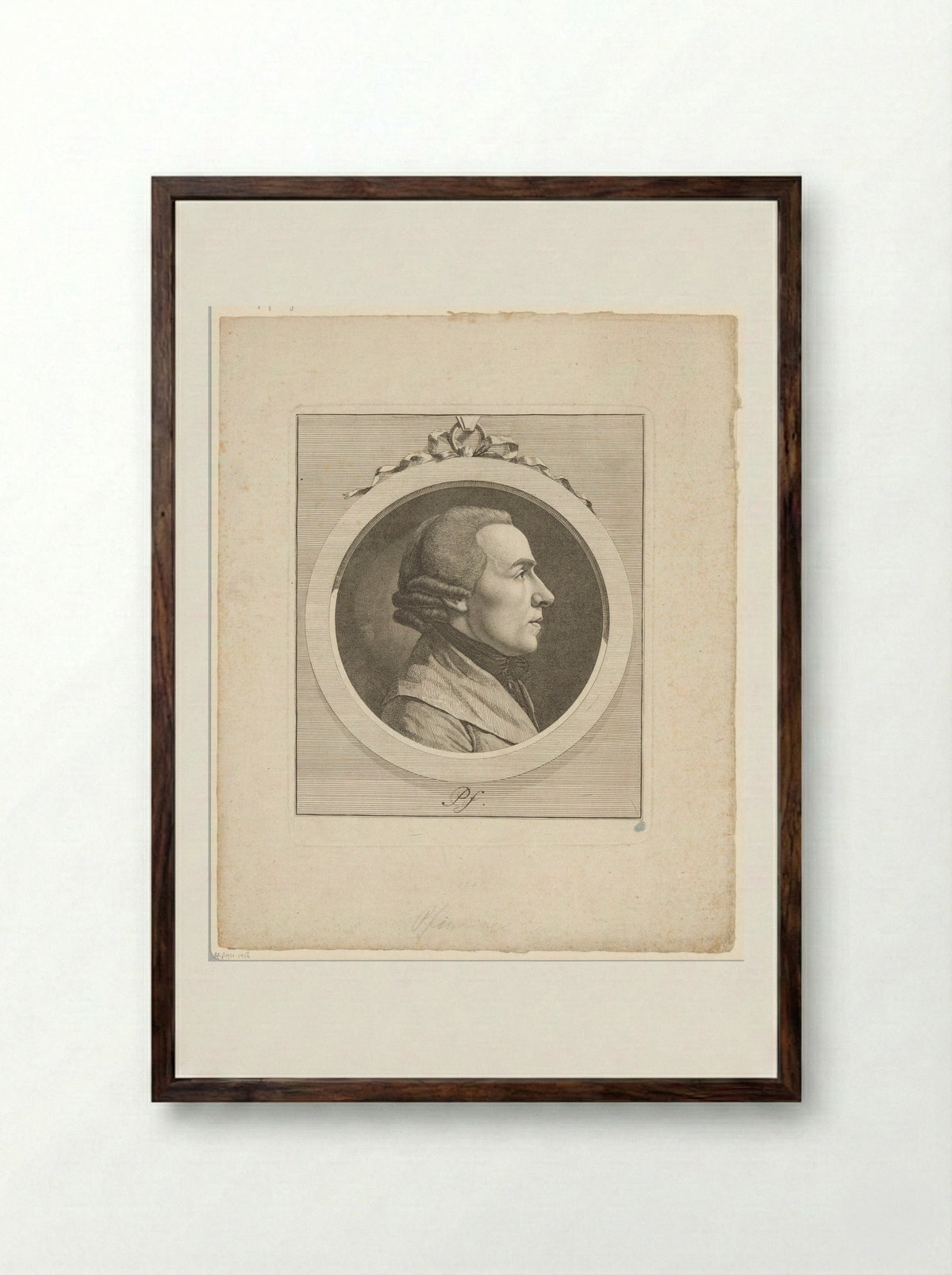 Portrait of Friedrich Gottlieb Klopstock - Heinrich Pfenninger - Framed Print Dark Wood