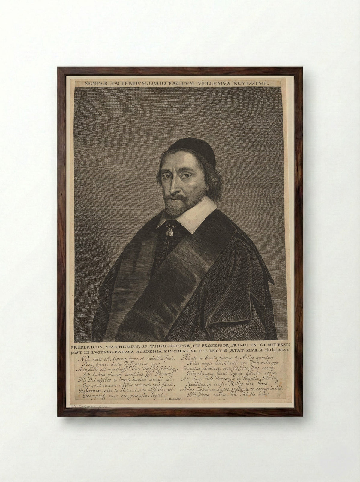 Portrait of Friedrich Spanheim - Jonas Suyderhoef - Framed Print Dark Wood