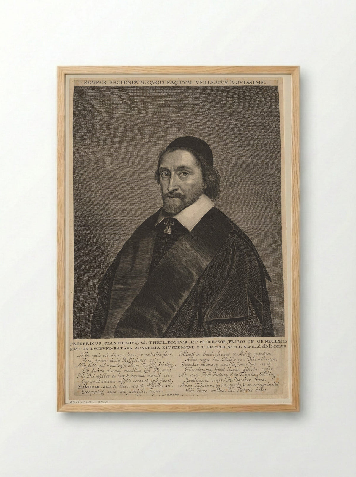 Portrait of Friedrich Spanheim - Jonas Suyderhoef - Framed Print Wood