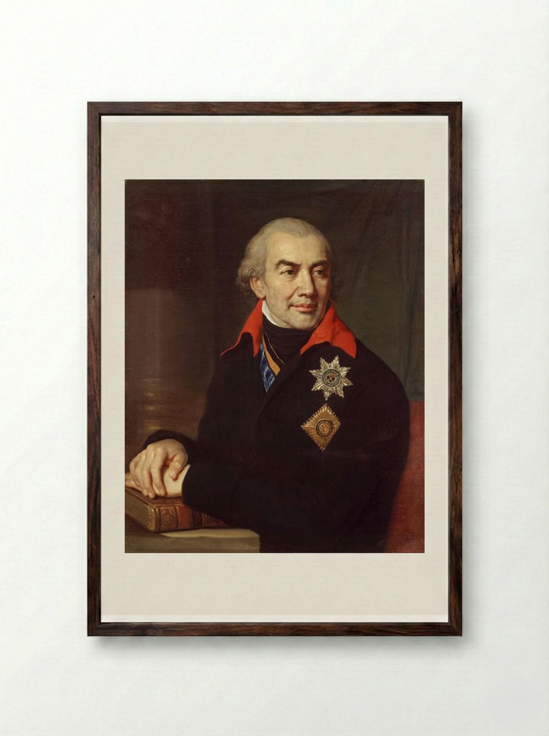 Portrait of G.S. Volokonsky - Vladimir Borovikovsky - Framed Print Dark Wood