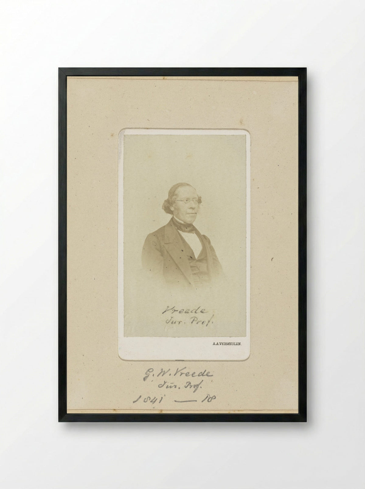 Portrait of G.W. Vreede - Abraham Adrianus Vermeulen - Framed Print Black