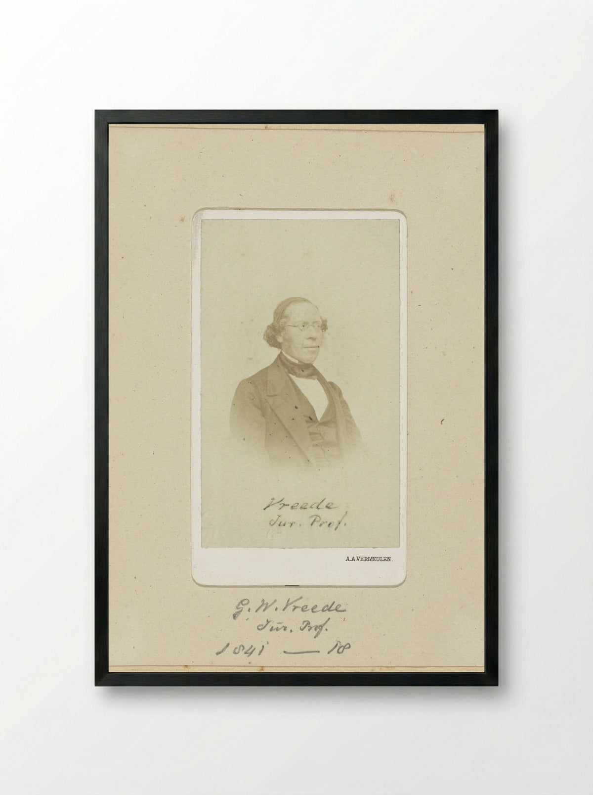 Portrait of G.W. Vreede - Abraham Adrianus Vermeulen - Framed Print Black