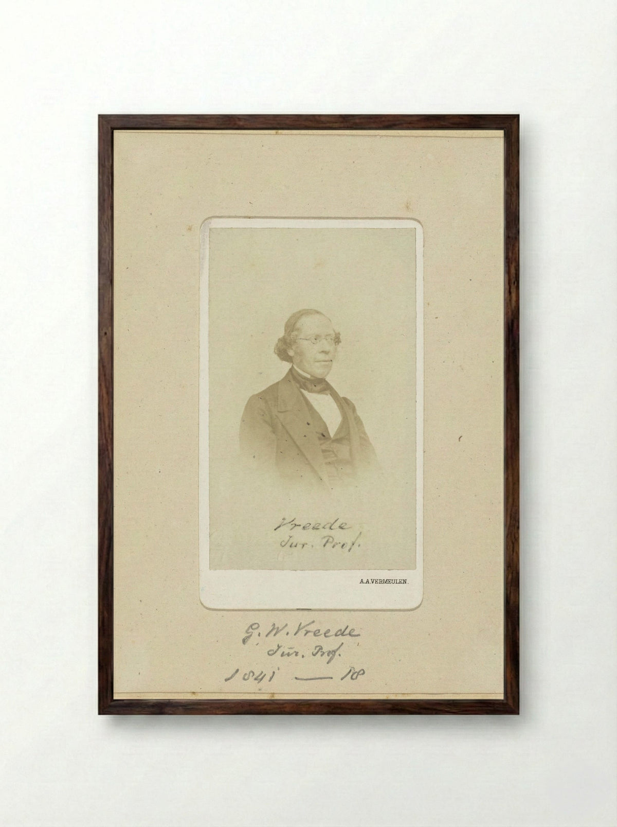 Portrait of G.W. Vreede - Abraham Adrianus Vermeulen - Framed Print Dark Wood