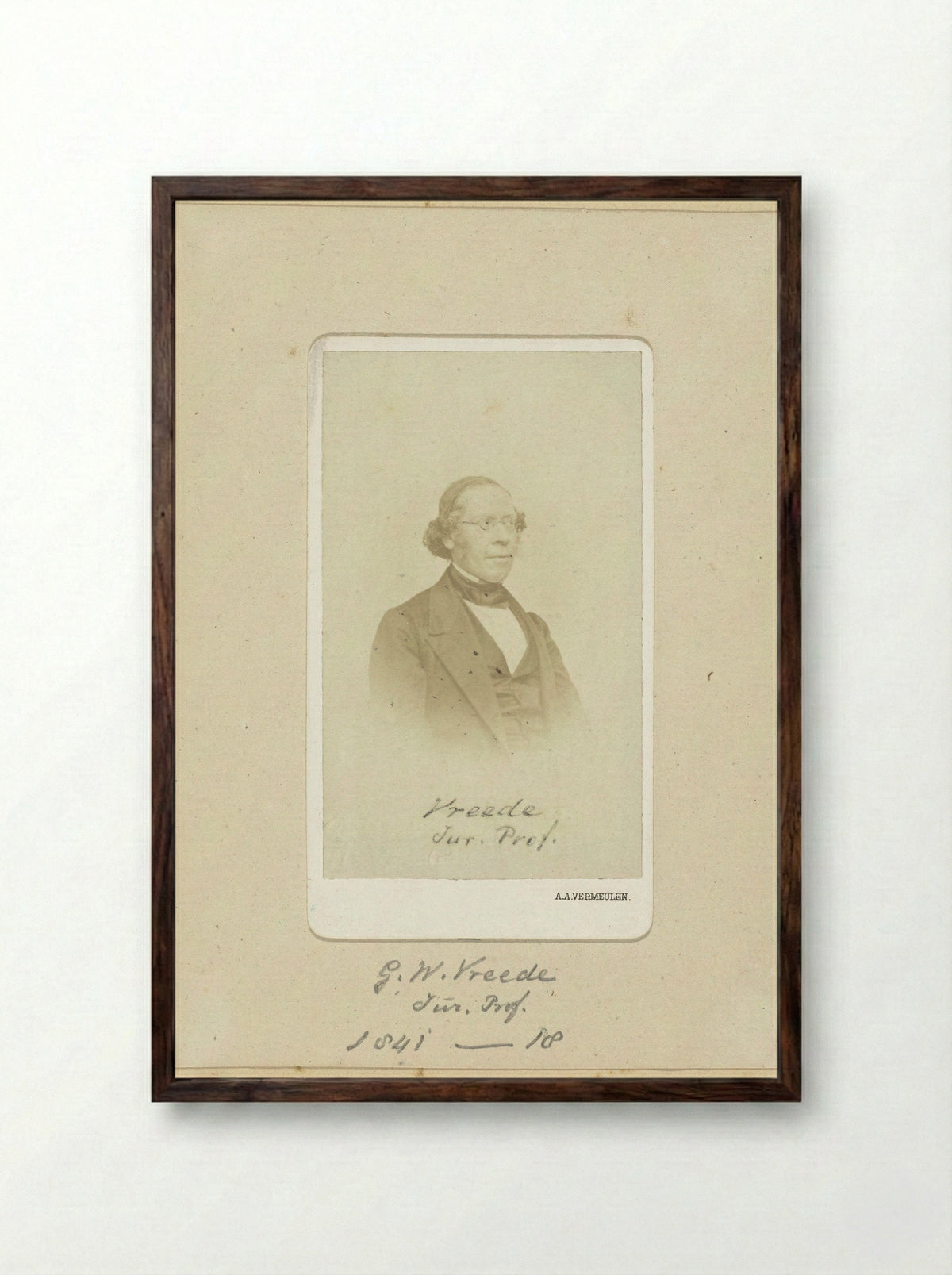 Portrait of G.W. Vreede - Abraham Adrianus Vermeulen - Framed Print Dark Wood