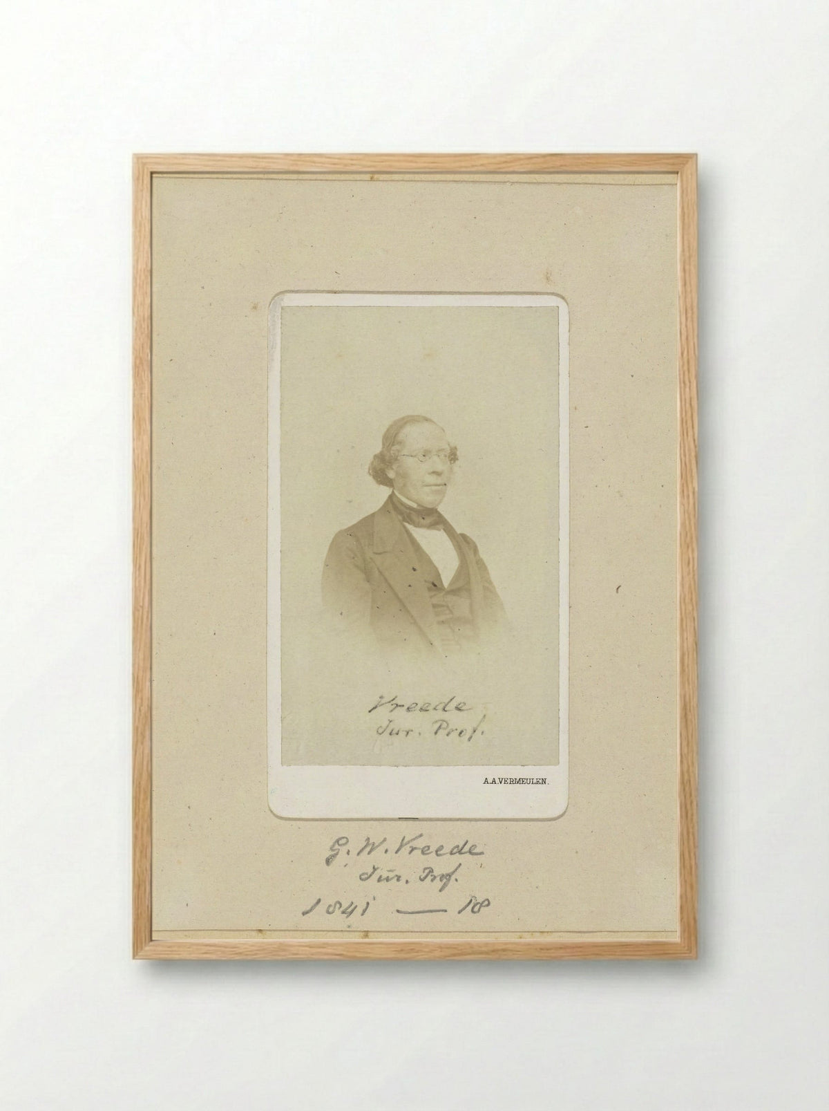 Portrait of G.W. Vreede - Abraham Adrianus Vermeulen - Framed Print Wood